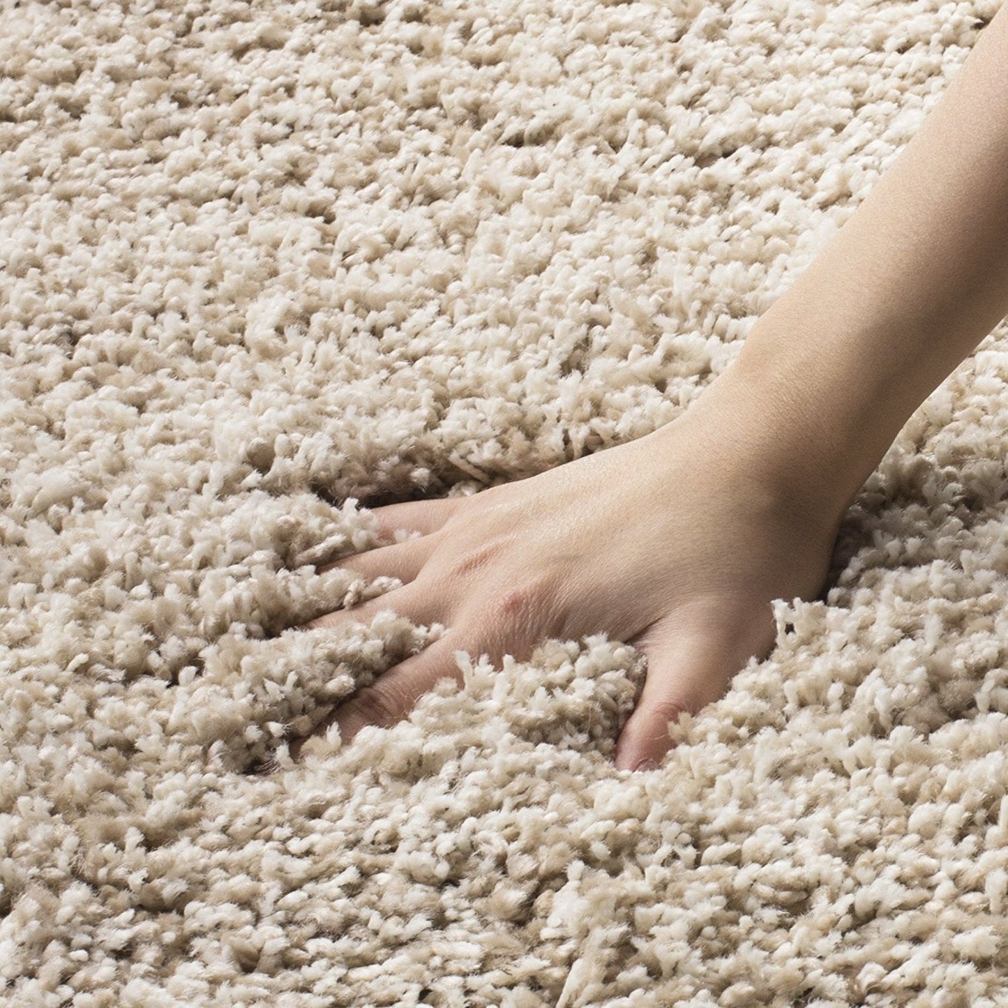 Beige Plain Shaggy Rug - California-Bargainia.com