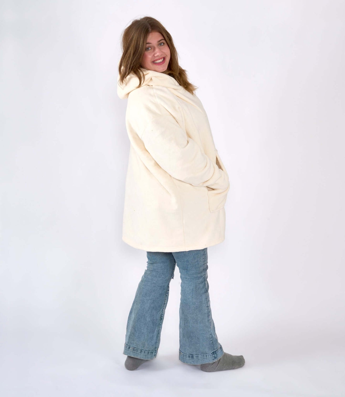 Hibernate Collection Oversized Super Soft Coral Fleece Sherpa Hoodie One Size-Bargainia.com