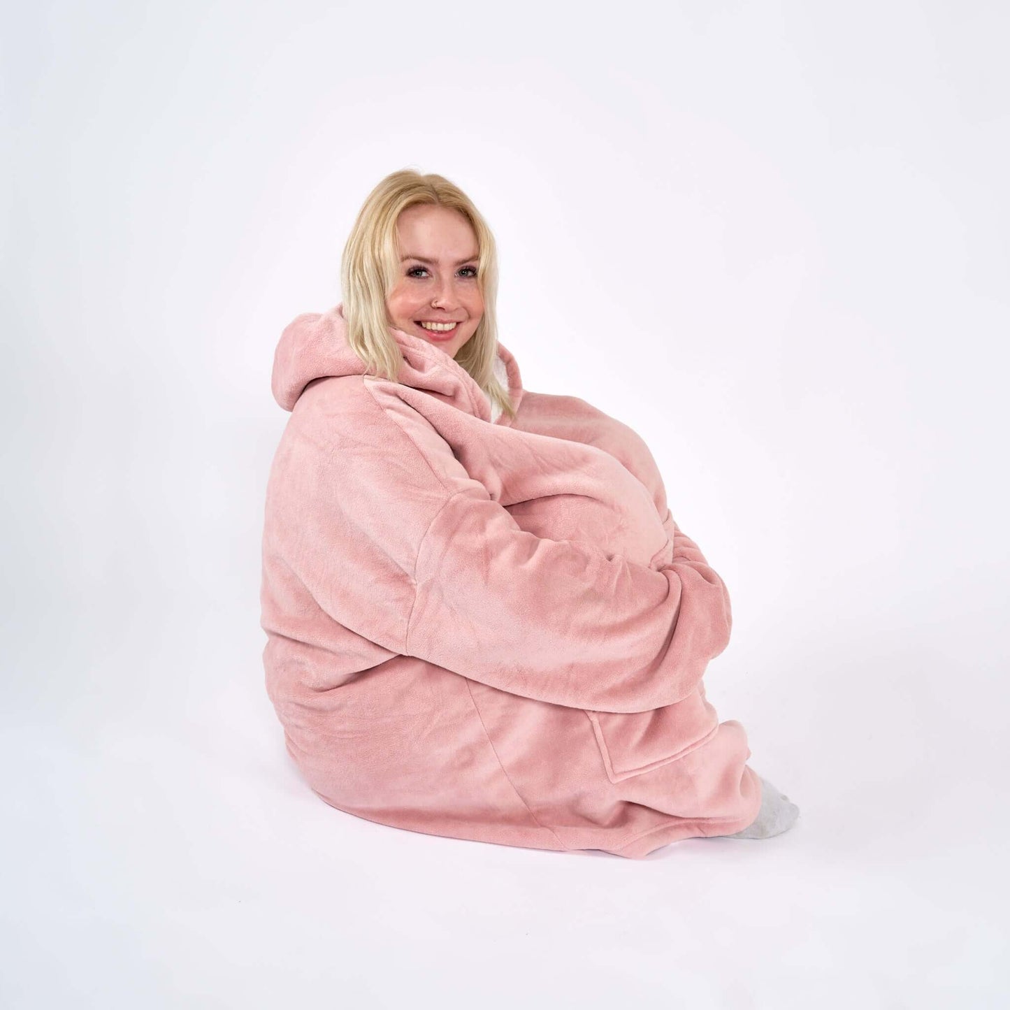 Hibernate Collection Oversized Super Soft Coral Fleece Sherpa Hoodie One Size-Bargainia.com