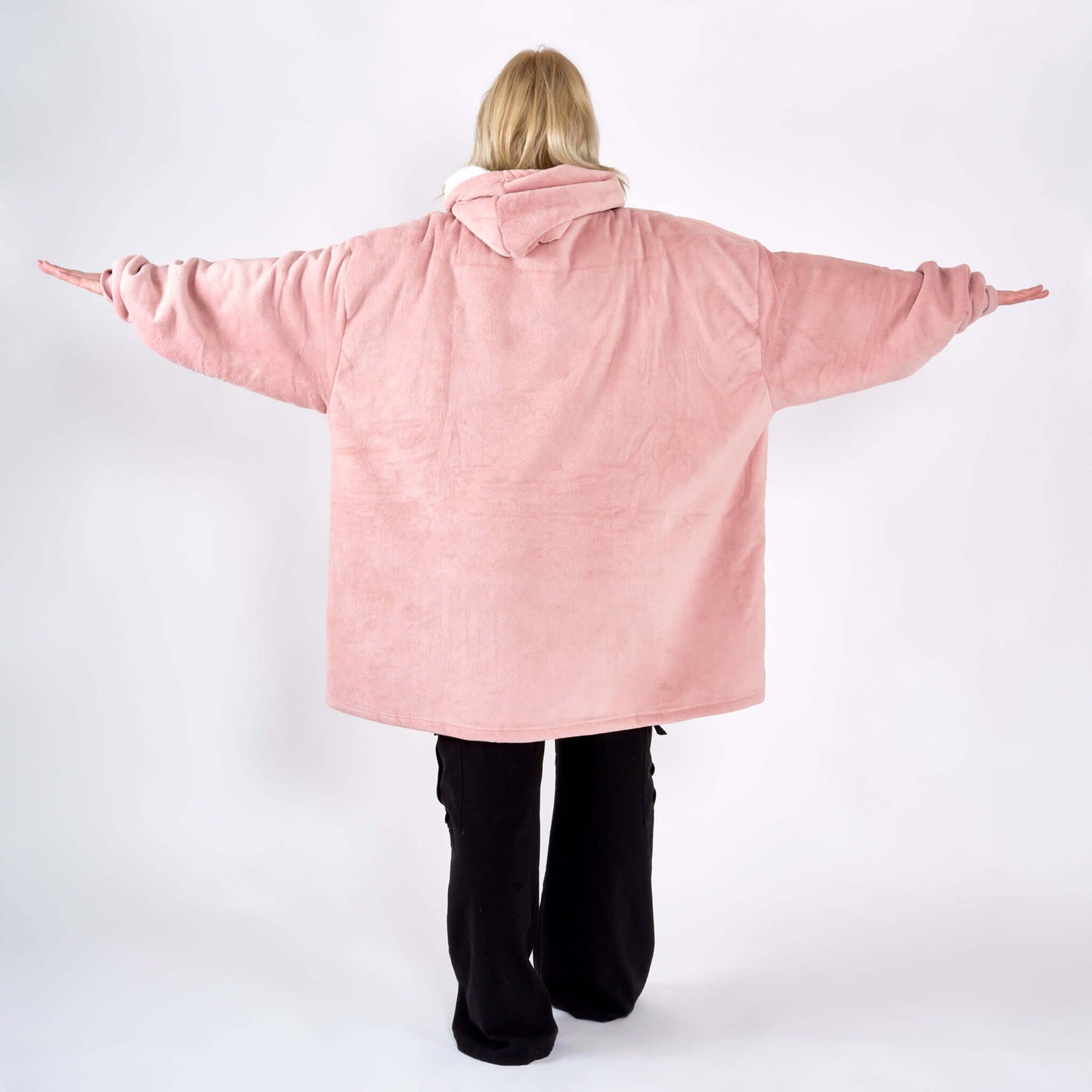 Hibernate Collection Oversized Super Soft Coral Fleece Sherpa Hoodie One Size-Bargainia.com