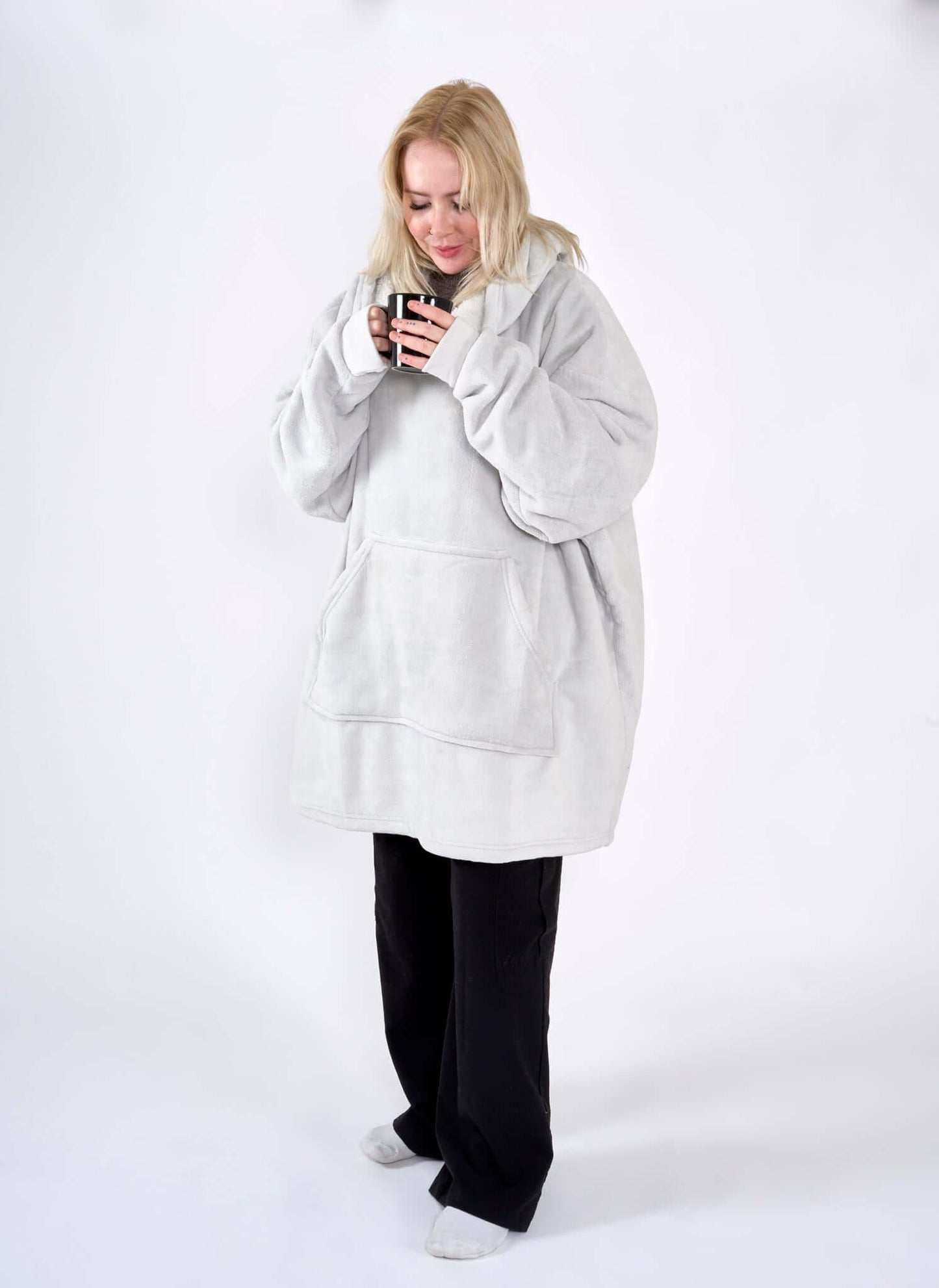 Hibernate Collection Oversized Super Soft Coral Fleece Sherpa Hoodie One Size-5056536110329-Bargainia.com