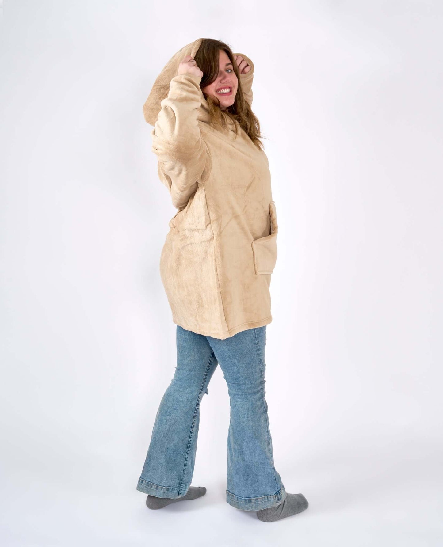 Hibernate Collection Oversized Super Soft Coral Fleece Sherpa Hoodie One Size-5056536110374-Bargainia.com
