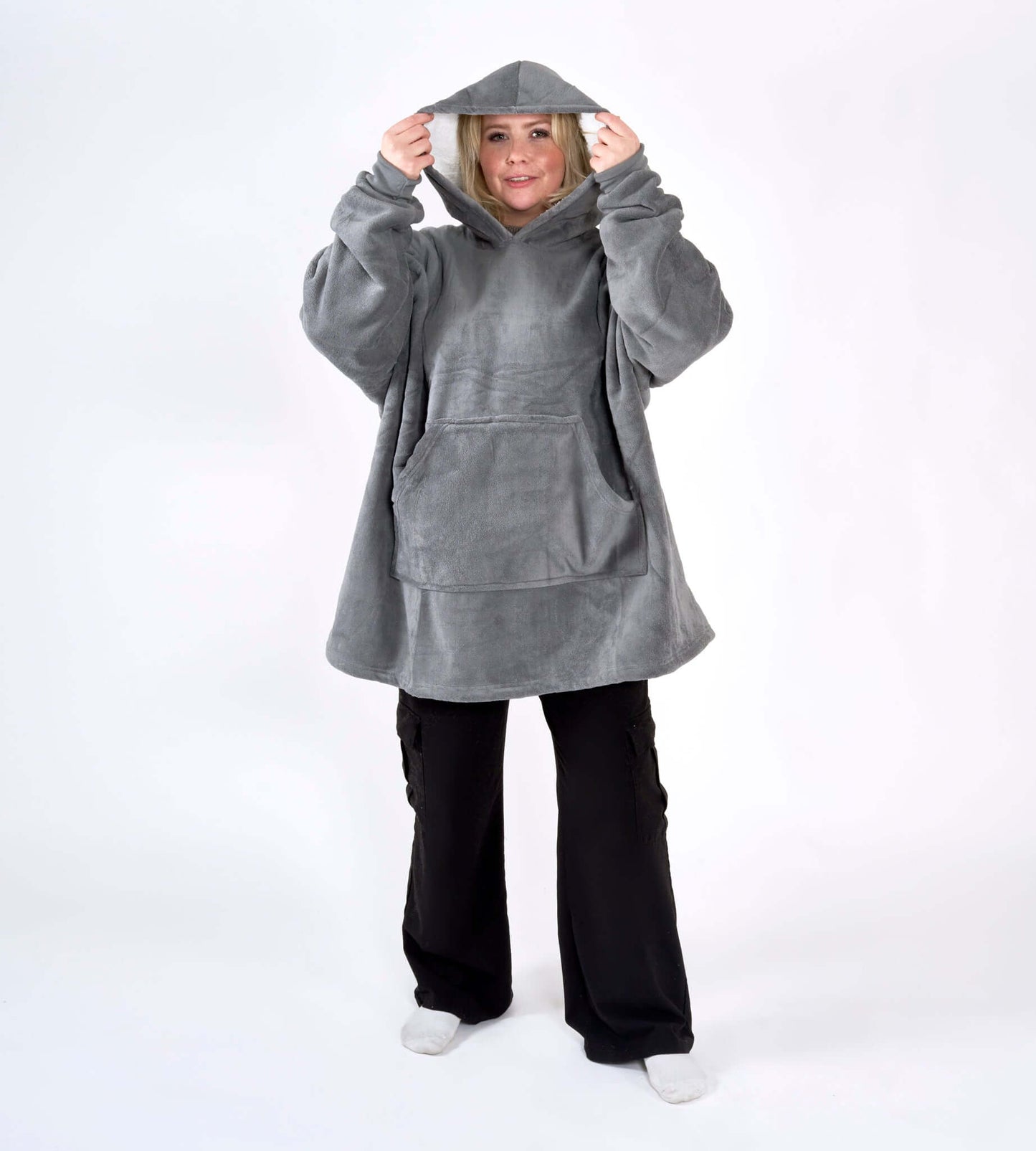 Hibernate Collection Oversized Super Soft Coral Fleece Sherpa Hoodie One Size-5056536110350-Bargainia.com