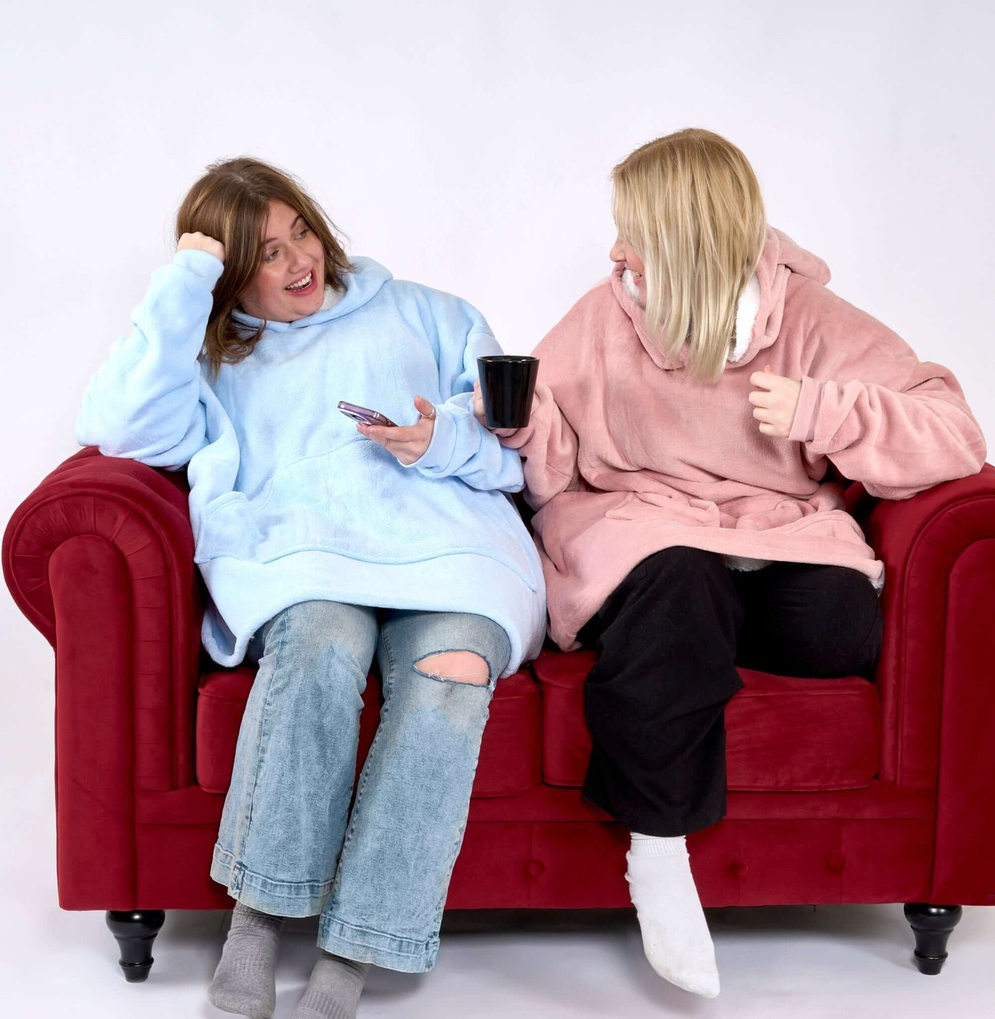 Hibernate Collection Oversized Super Soft Coral Fleece Sherpa Hoodie One Size-Bargainia.com