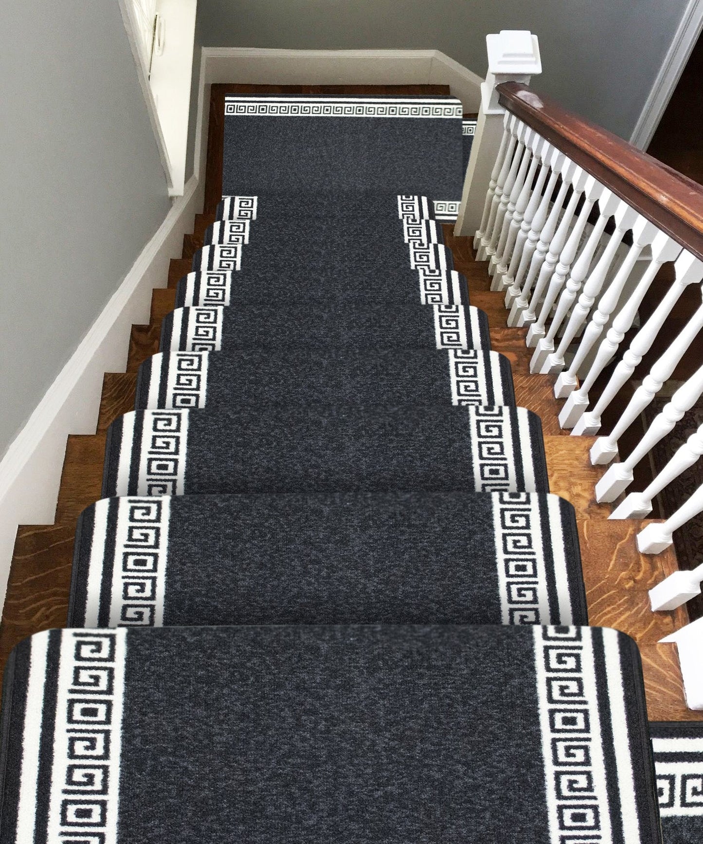 Greek Black Hard Wearing Non Slip Runner Mat - Luna-Bargainia.com