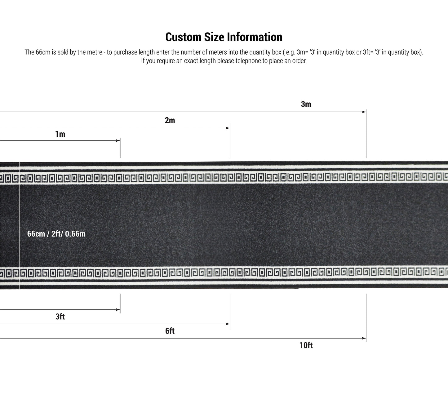 Greek Black Hard Wearing Non Slip Runner Mat - Luna-Bargainia.com