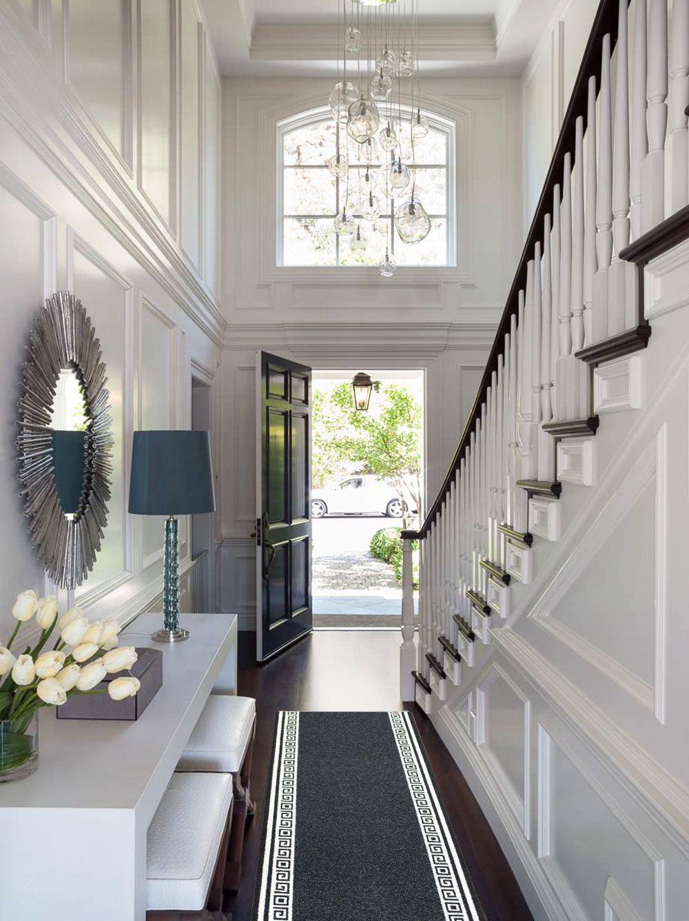 Greek Black Hard Wearing Non Slip Runner Mat - Luna-Bargainia.com