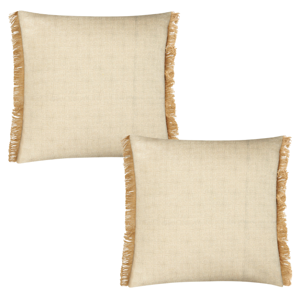 Fero Pebble Fringed Filled Decorative Throw Cushion - 45 x 45cm-Bargainia.com