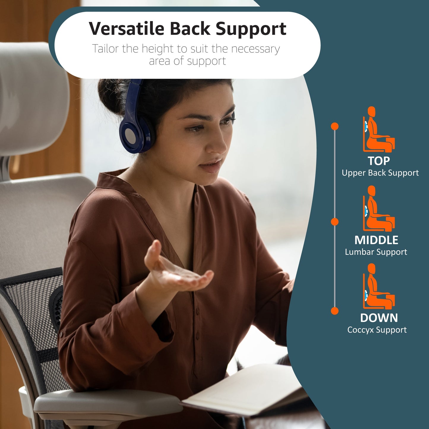 Mesh Ergonomic Lumbar Chair Back Support-5056150244578-Bargainia.com
