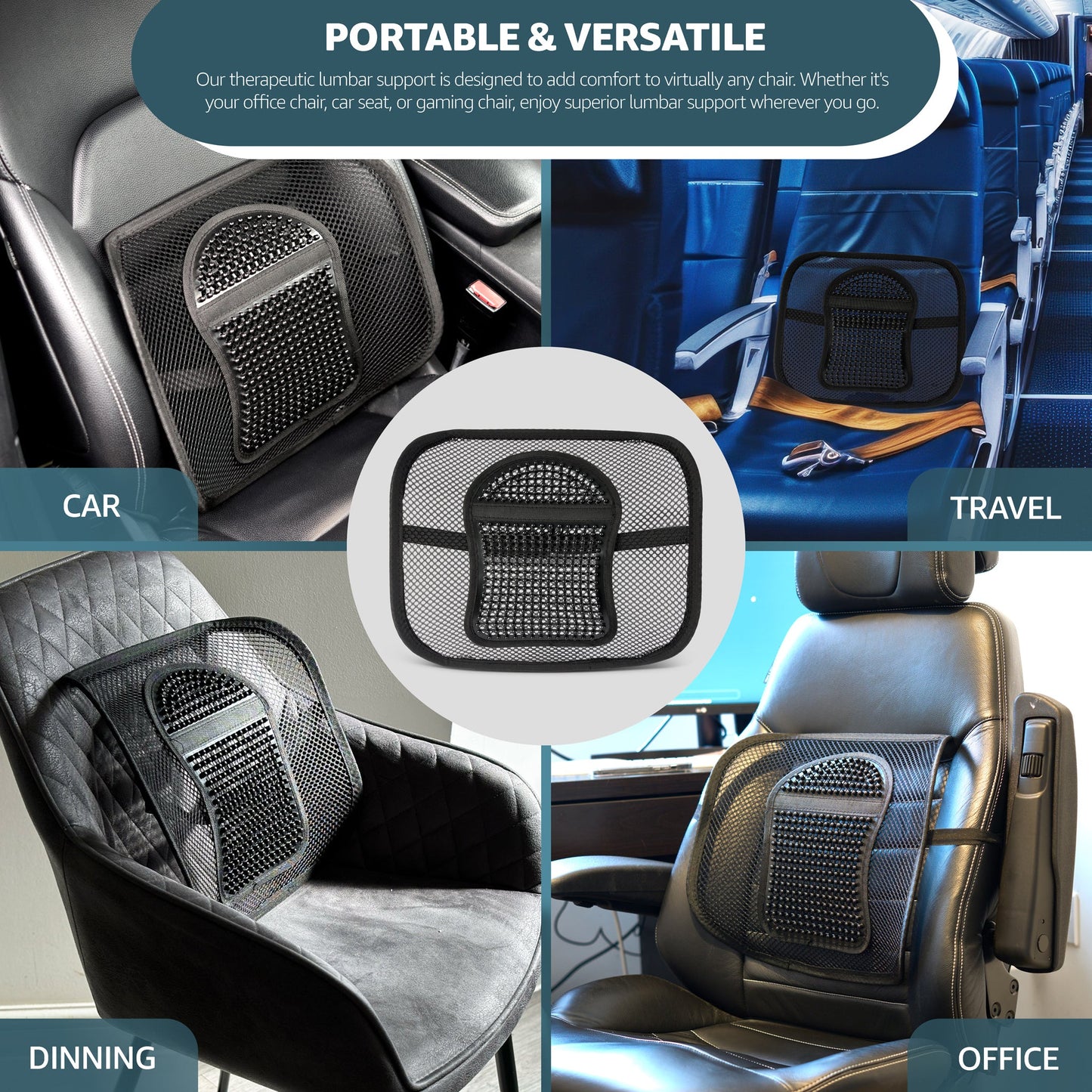 Mesh Ergonomic Lumbar Chair Back Support-5056150244578-Bargainia.com