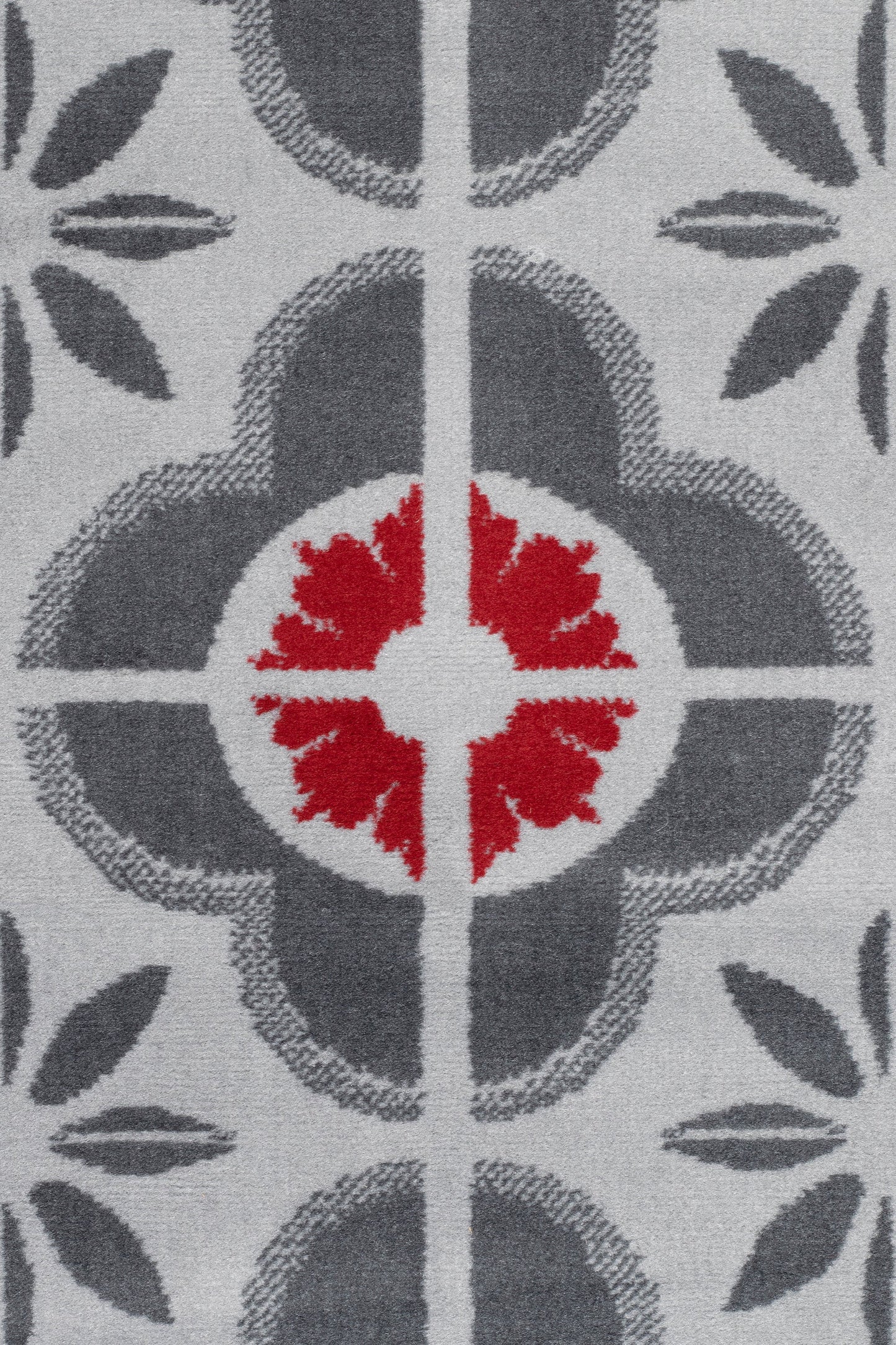 Red & Grey Floral Tiles Stair Runner / Kitchen Mat - Texas (Custom Sizes Available)-5056150271314-Bargainia.com