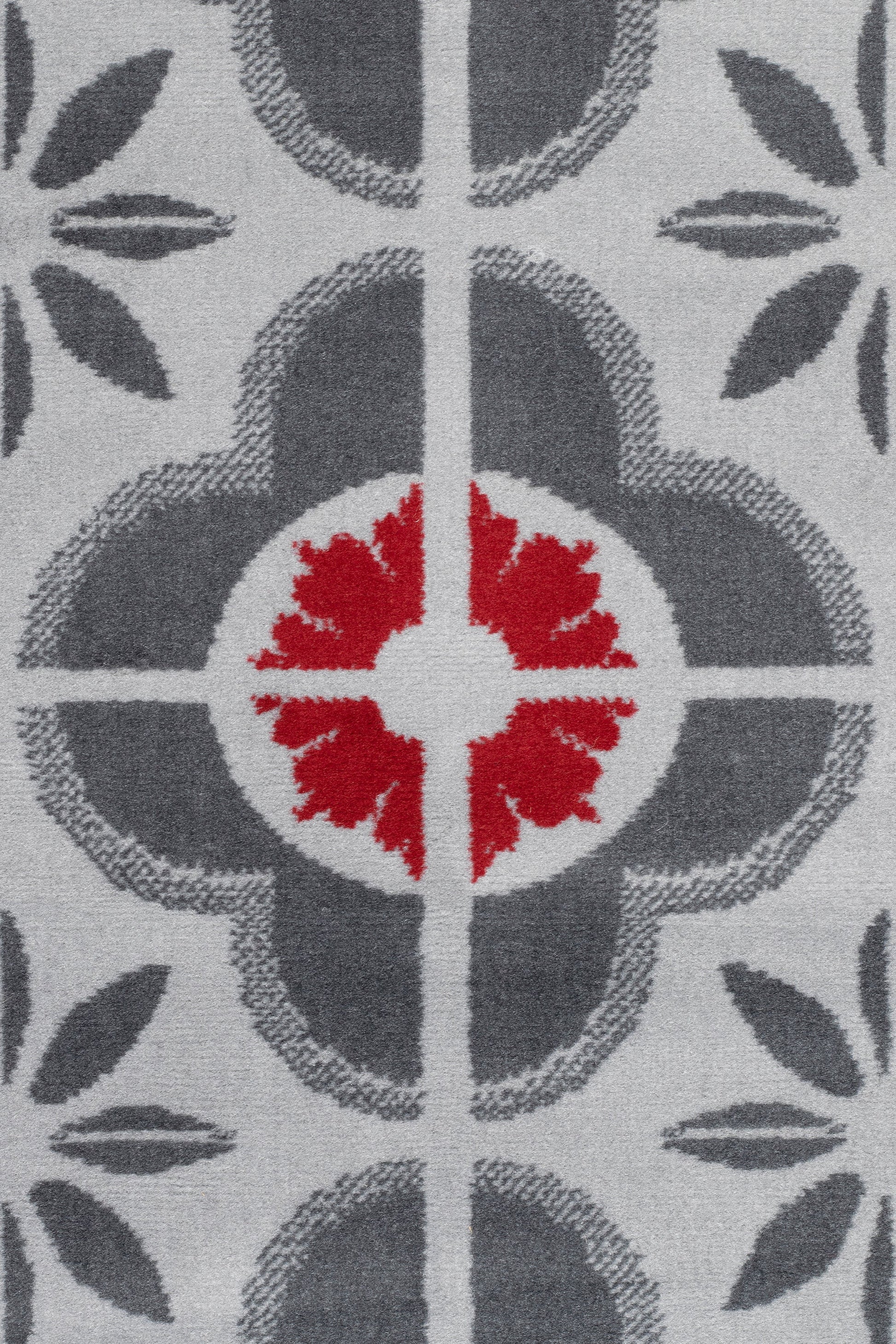 Red & Grey Floral Tiles Stair Runner / Kitchen Mat - Texas (Custom Sizes Available)-5056150271314-Bargainia.com