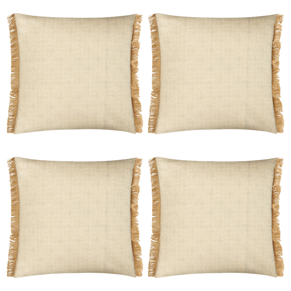 Fero Sandstone Fringed Filled Decorative Throw Cushion - 45 x 45cm-Bargainia.com