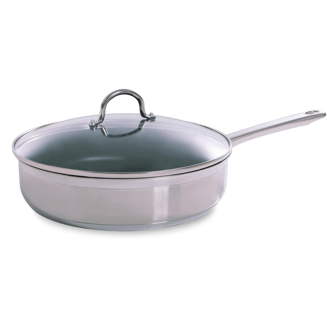 BK Allround Satin Stainless Steel Ceramic Non-Stick Pan with Lid - 28cm-8718311318869-Bargainia.com