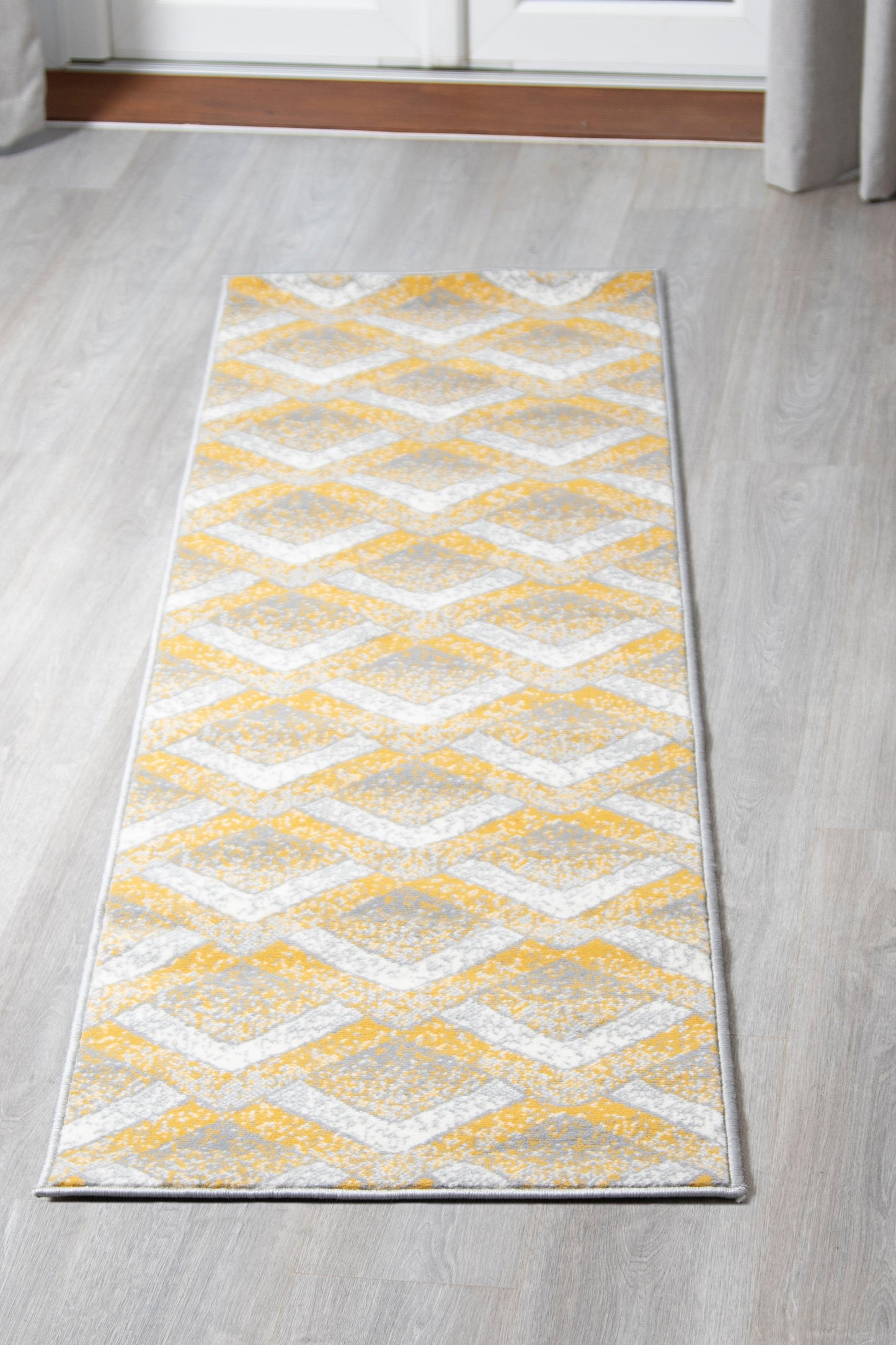 Gold, Grey & White Chevron Stair Runner / Kitchen Mat - Texas (Custom Sizes Available)-5056150272397-Bargainia.com