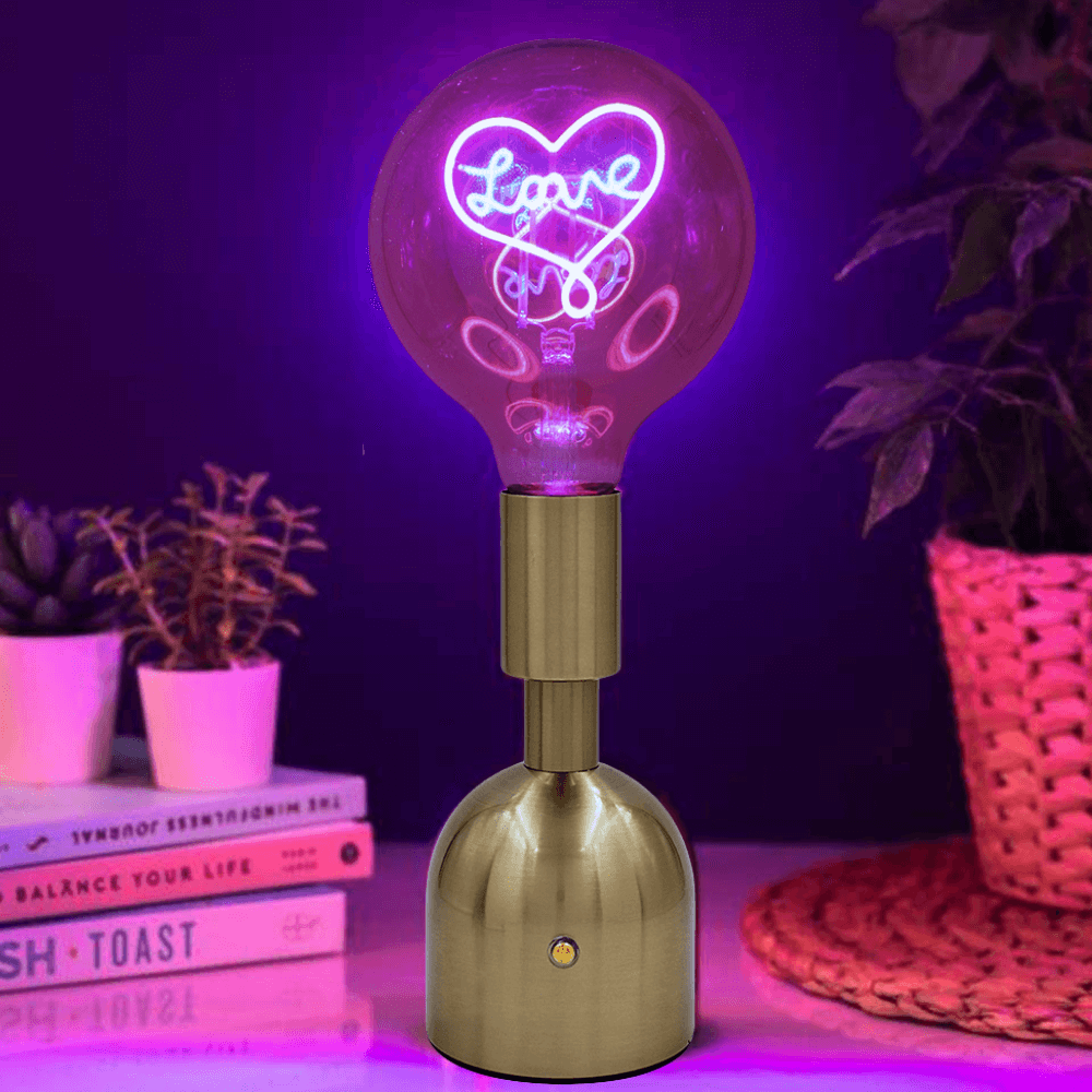 Love LED Neon Text Brass Accent Decorative Lamp-5010792734255-Bargainia.com