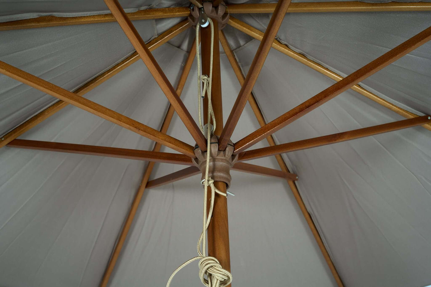 Belavi 3M Hardwood Round Garden Parasol Umbrella - Taupe