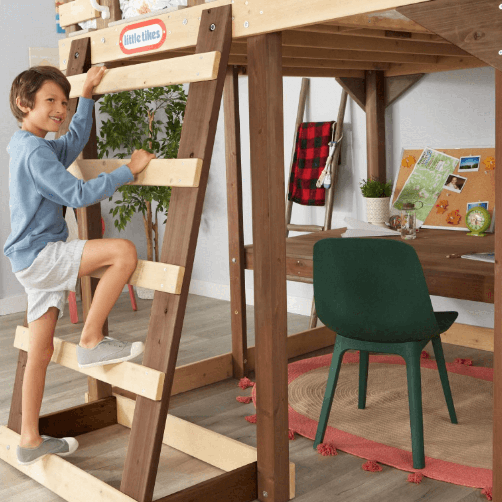Little Tikes Wooden 4-In-1 Study Fort 5ft Loft Bed Set-50743658006-Bargainia.com