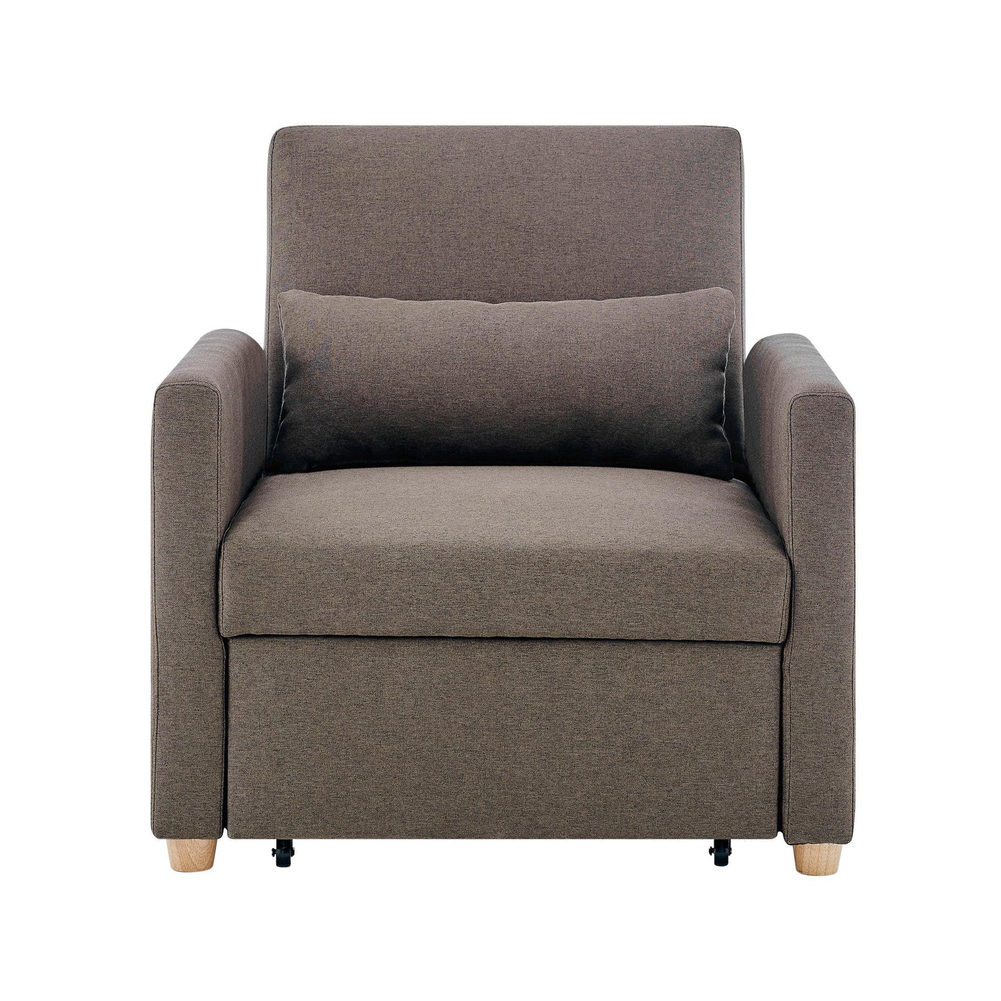 Dahlia Pull Out 1 Seater Single Armchair Bed - Brown-Bargainia.com