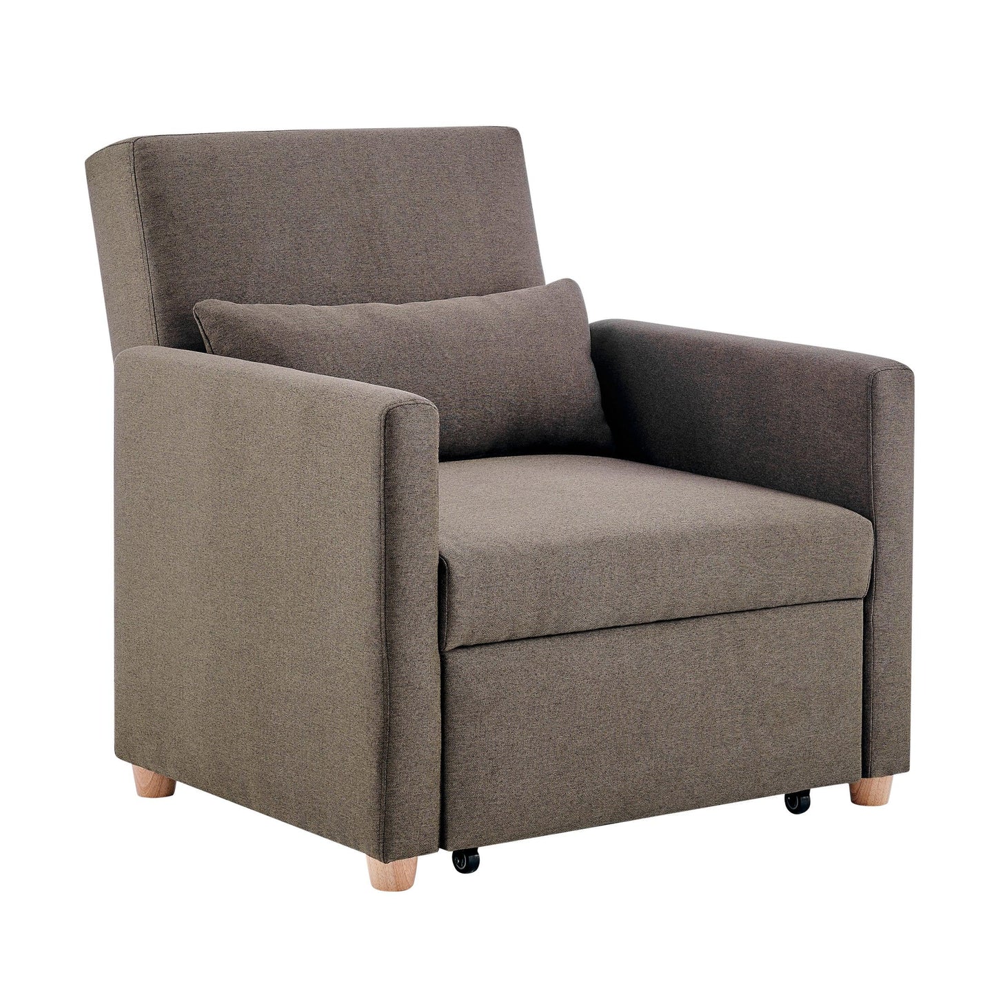 Dahlia Pull Out 1 Seater Single Armchair Bed - Brown-Bargainia.com