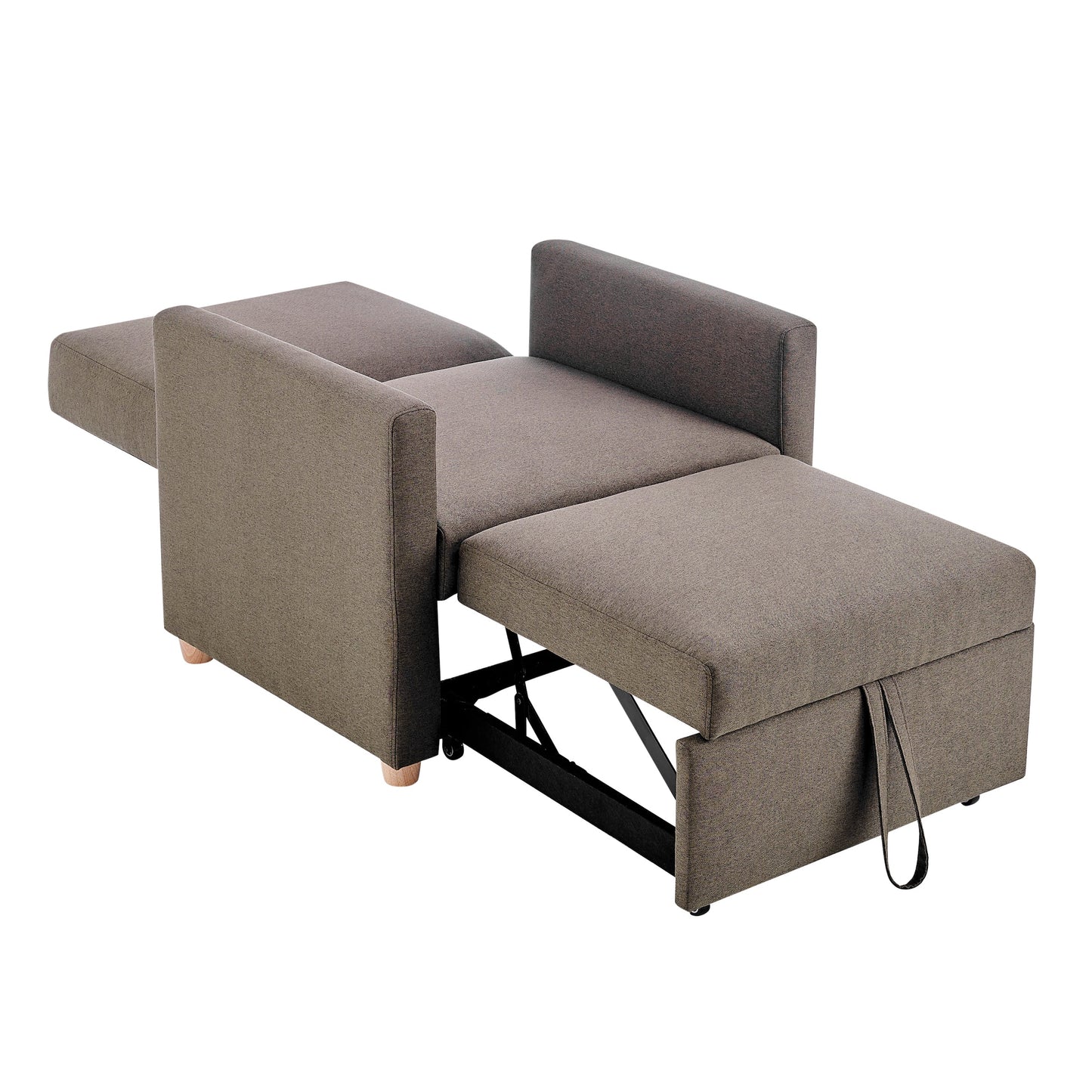 Dahlia Pull Out 1 Seater Single Armchair Bed - Brown-Bargainia.com