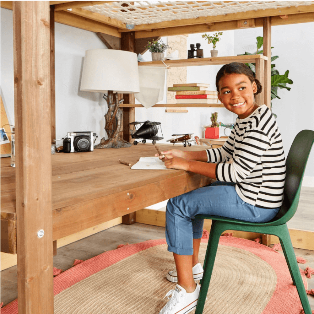 Little Tikes Wooden 4-In-1 Study Fort 5ft Loft Bed Set-50743658006-Bargainia.com