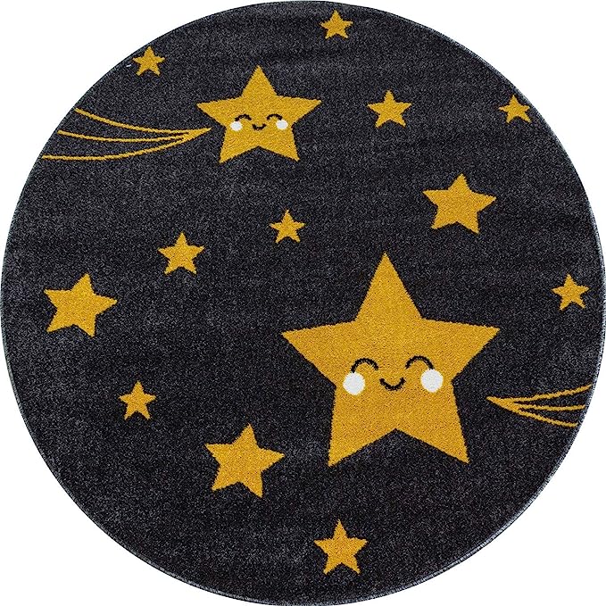 Mustard Stars Rug - Kids-4058819079805-Bargainia.com