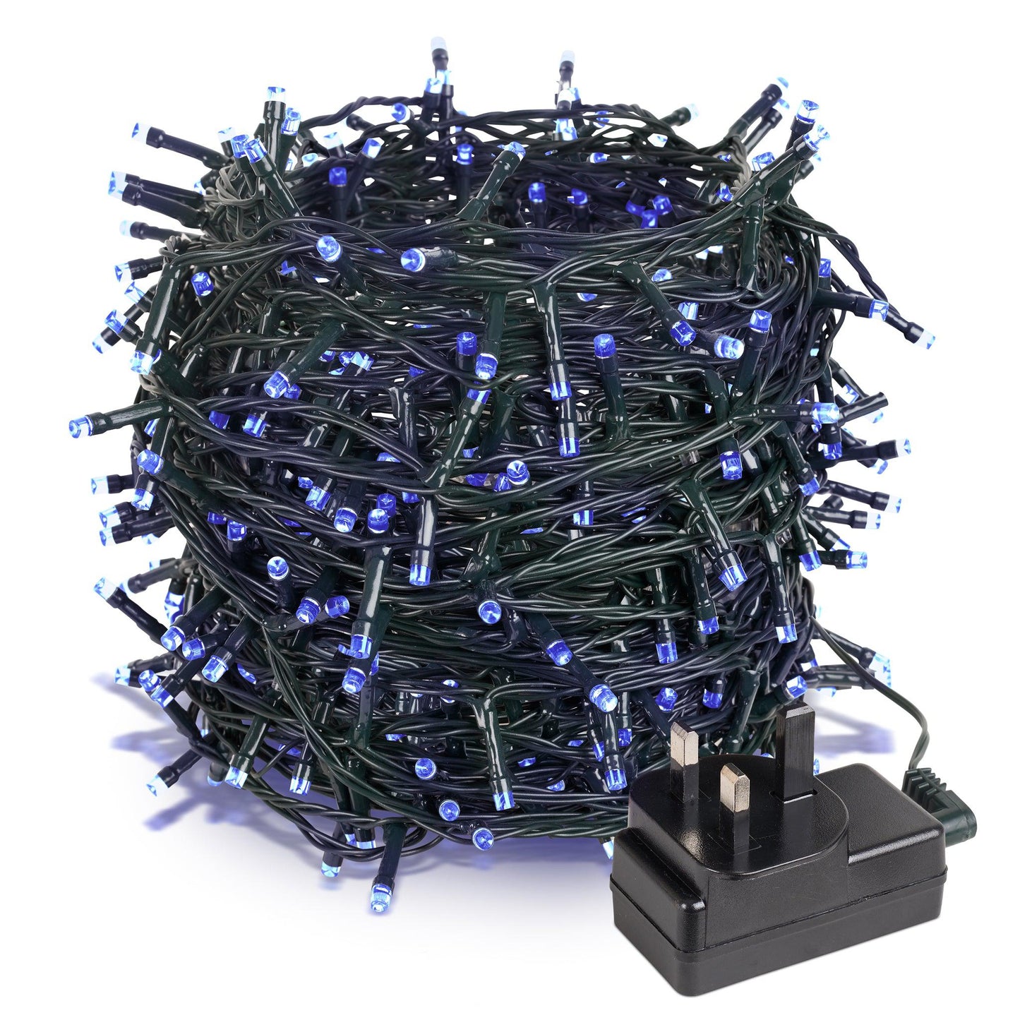 Indoor/Outdoor 8 Function LED Waterproof Fairy Lights with Green Cable (300) - Blue-8800225808229-Bargainia.com