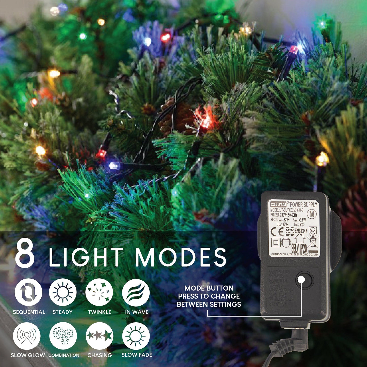 480 Christmas LED Cluster Chaser Lights - Multi-Colour-5056150226420-Bargainia.com