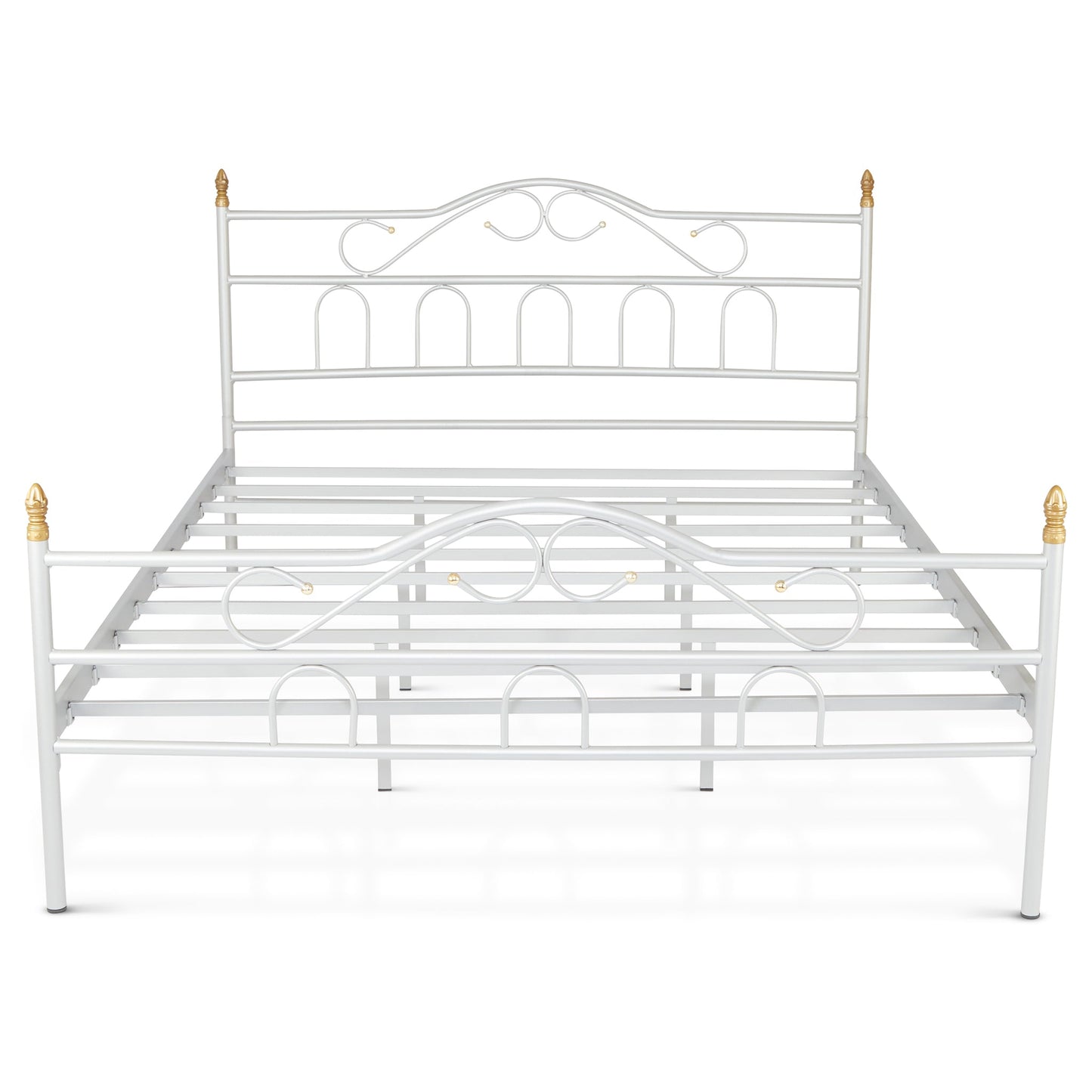 Truva Metal King Size Bedstead - 160 x 200cm - Silver-Bargainia.com