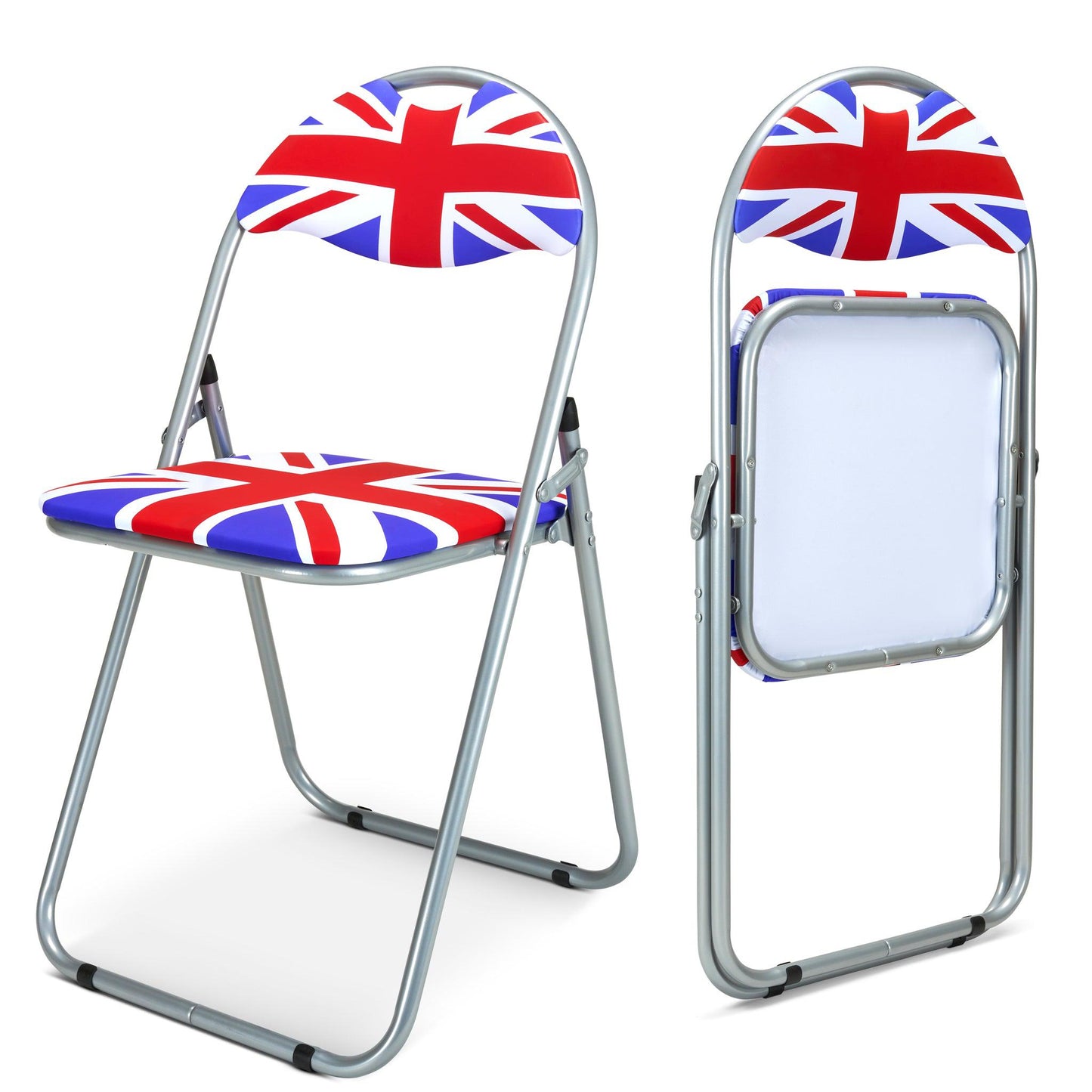 Folding Padded Office Dining Desk Chair - Union Jack-Bargainia.com