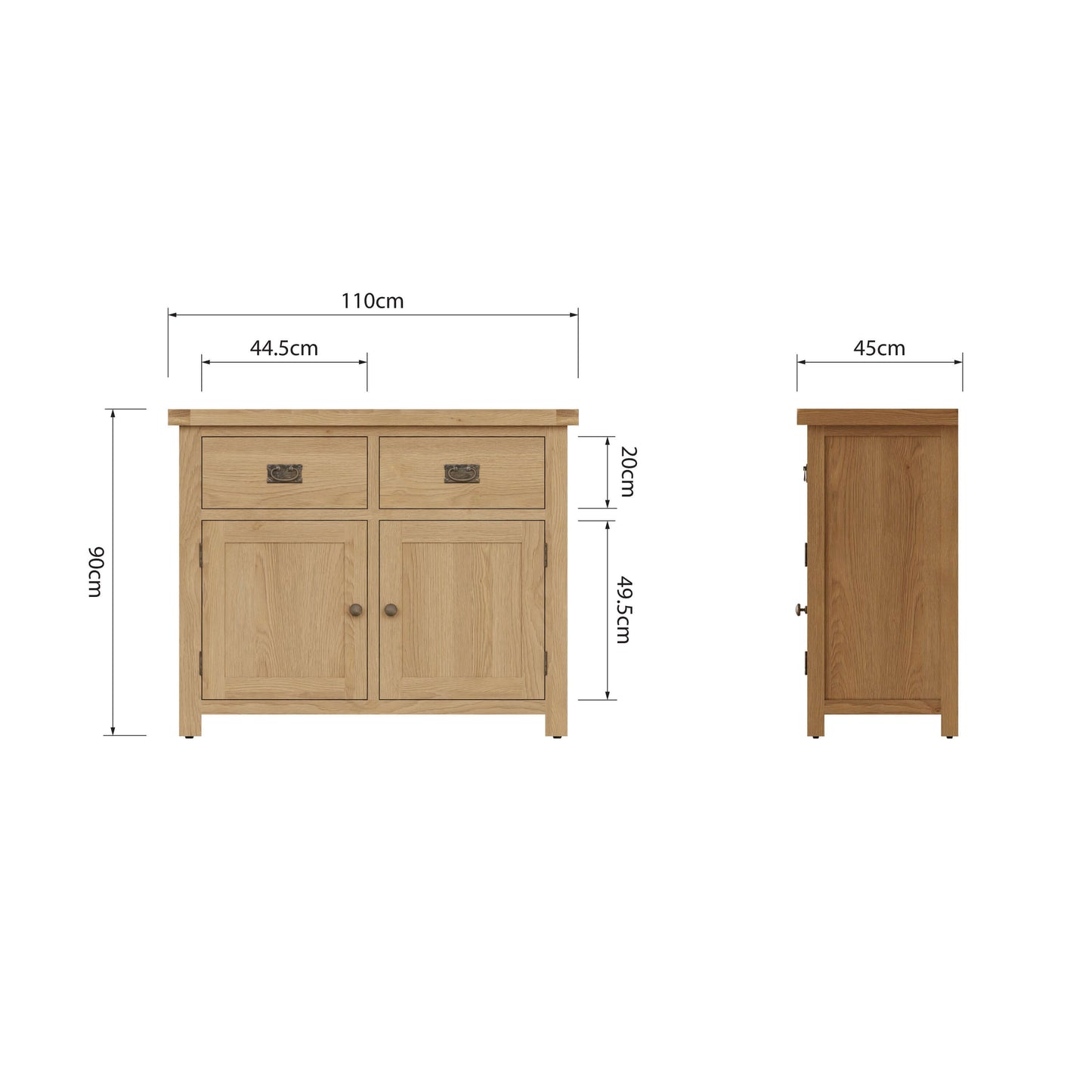 Nora Oak 2 Door 2 Drawer Sideboard