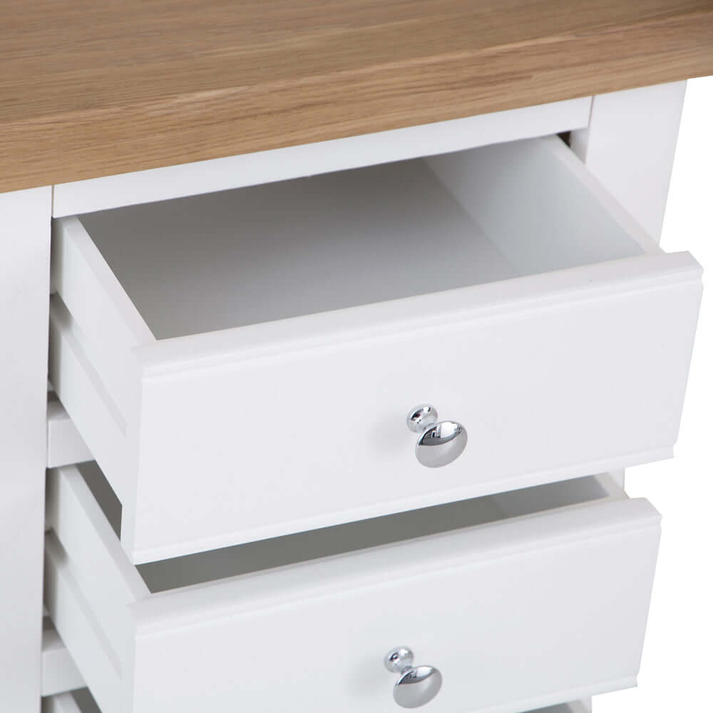 Elodie White Oak 3 Drawer Bedside Cabinet Table