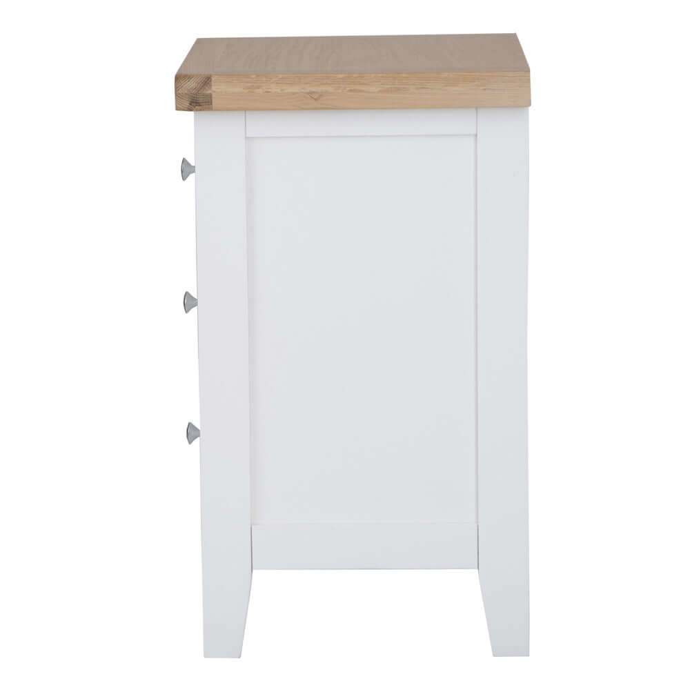Elodie White Oak 3 Drawer Bedside Cabinet Table
