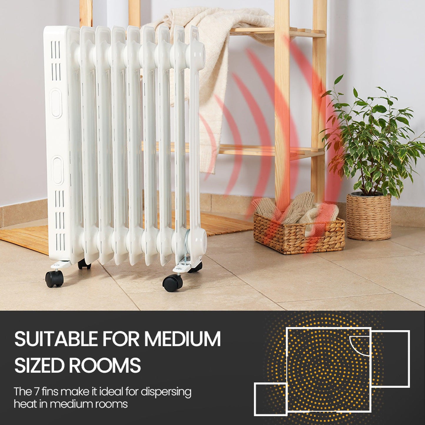 Daewoo 1500W Oil Filled Electric Radiator - White-5024996809763-Bargainia.com