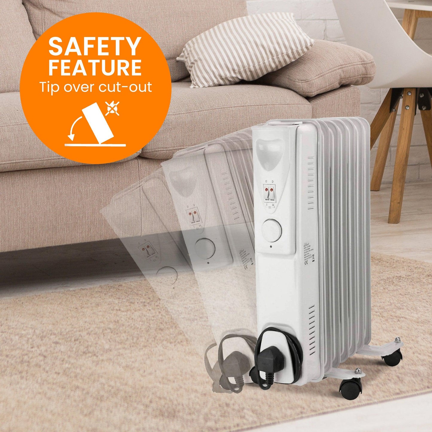 Daewoo 1500W Oil Filled Electric Radiator - White-5024996809763-Bargainia.com