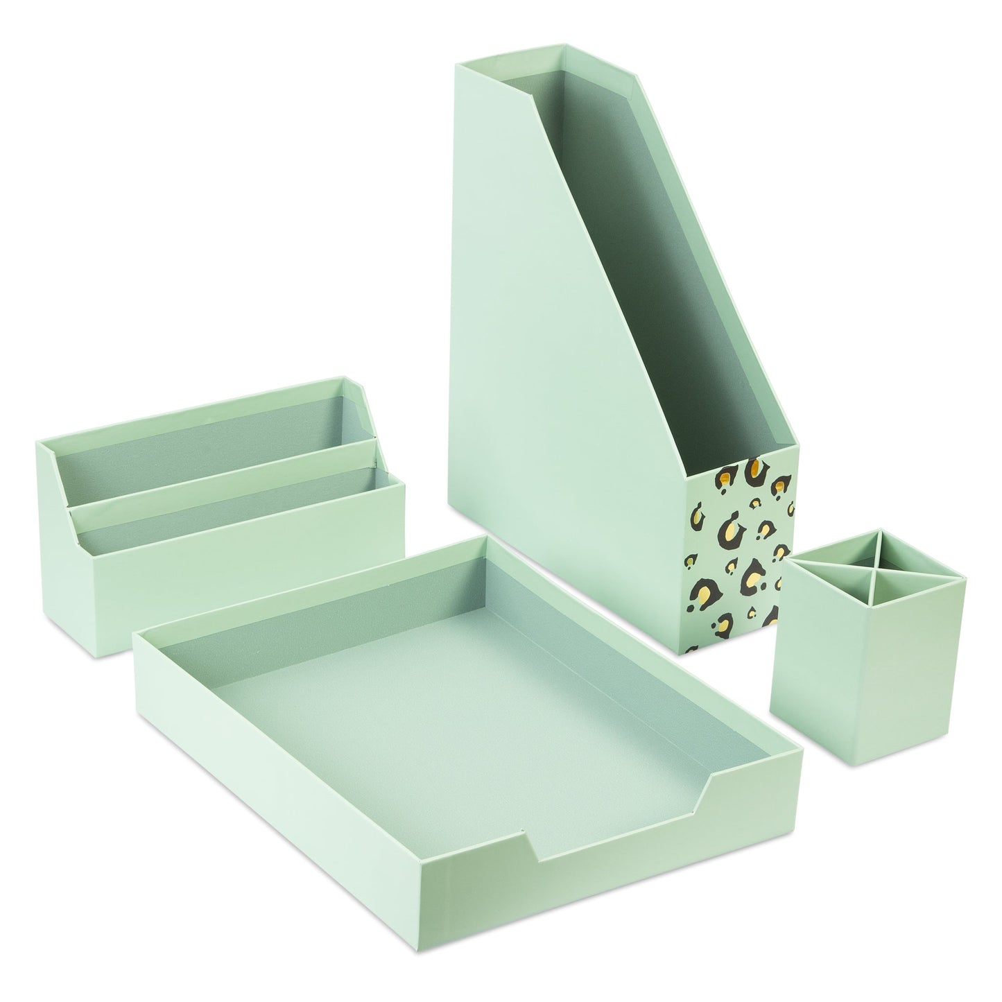 Desk Organiser Set - Mint Green - 4 Pcs-8718964077441-Bargainia.com