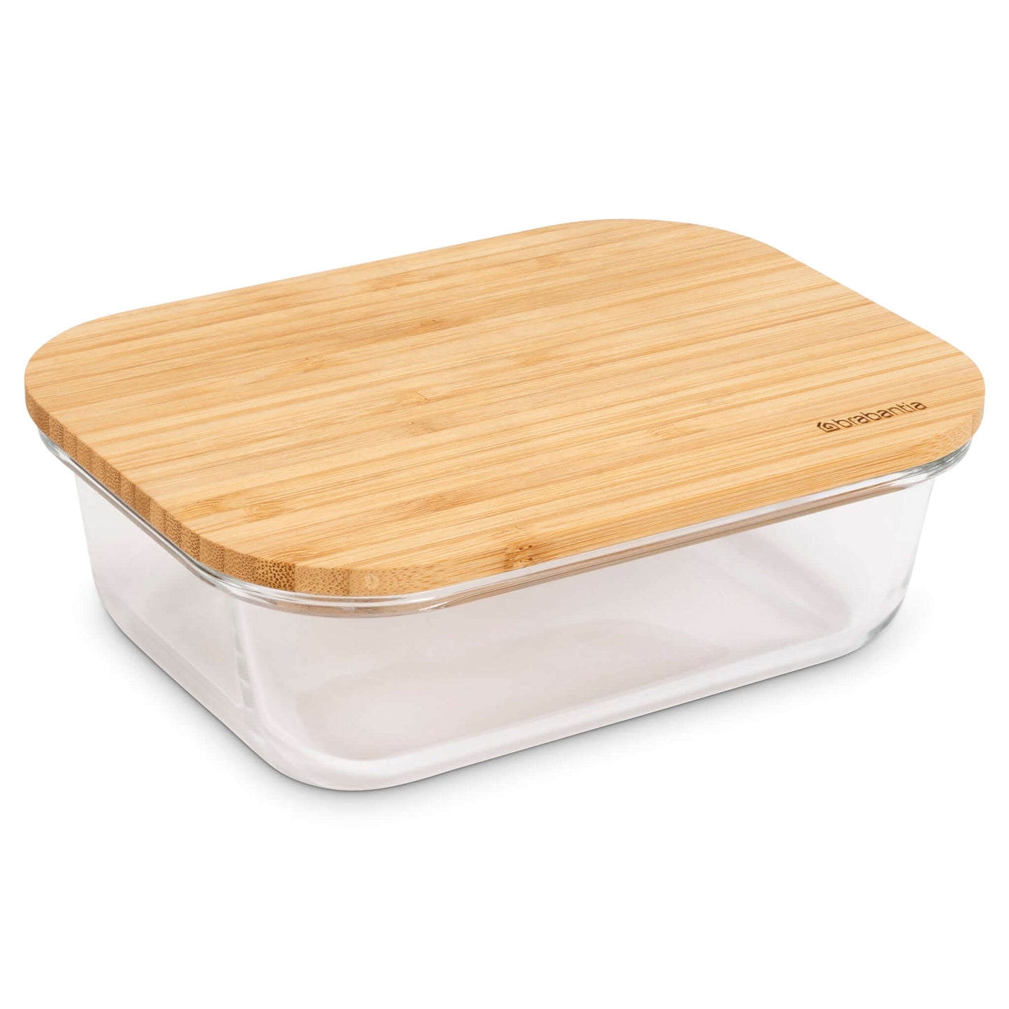Brabantia Pure Oven Dish Storage Box Glass With Bamboo Lid 600ml-5415252018843-Bargainia.com