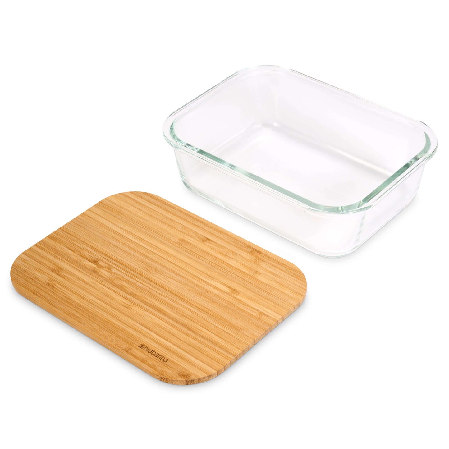 Brabantia Pure Oven Dish Storage Box Glass With Bamboo Lid 1000ml-5415252018850-Bargainia.com