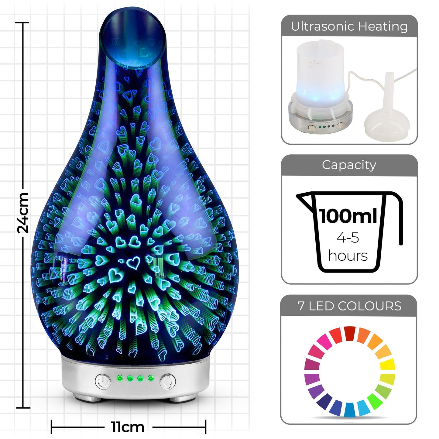 Desire Hearts Colour Changing Aroma Humidifier-5010792463803-Bargainia.com