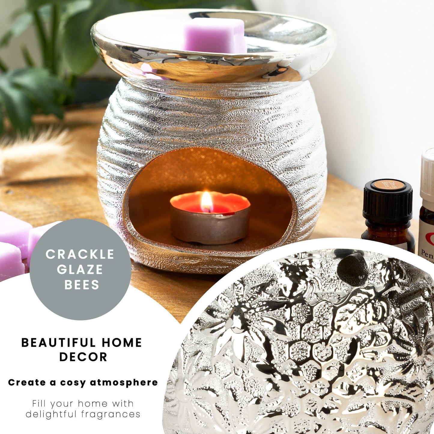 Crackle Glaze Bees Wax Oil Warmer-5010792473598-Bargainia.com