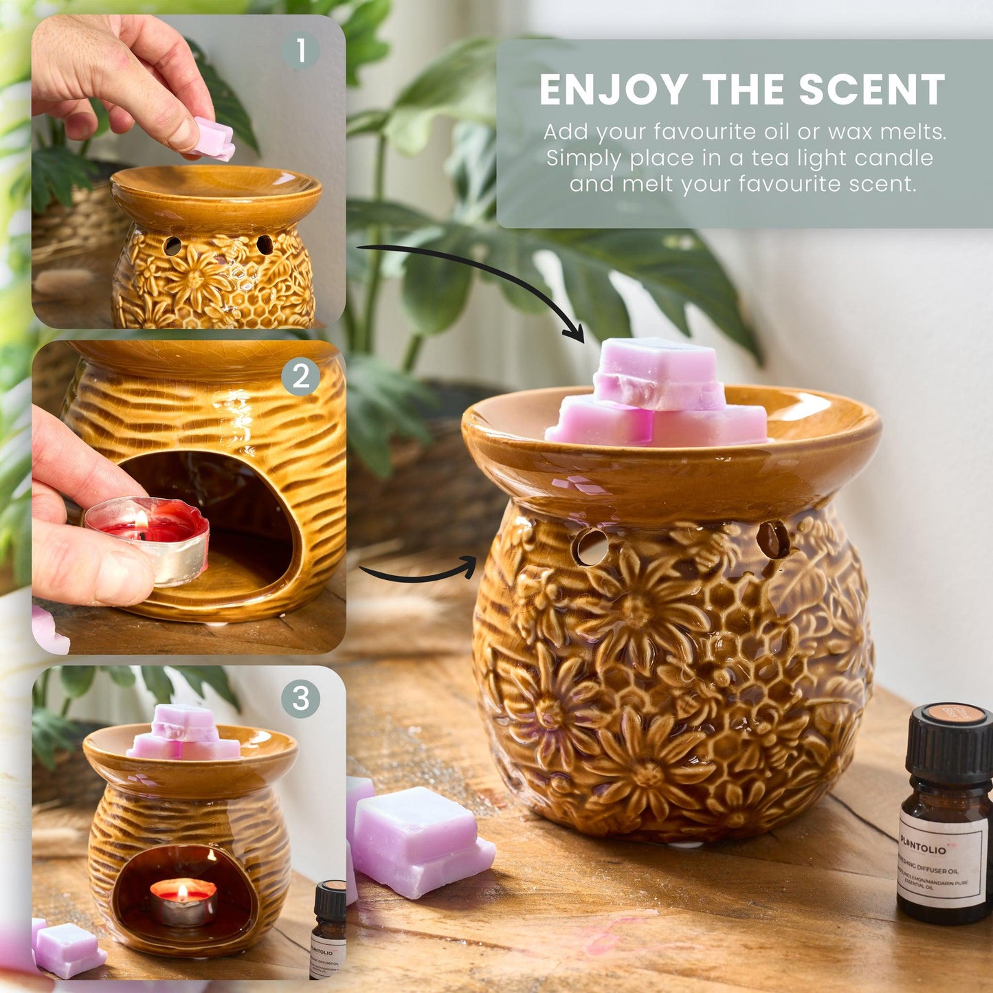 Crackle Glaze Bees Wax Oil Warmer-5010792473598-Bargainia.com