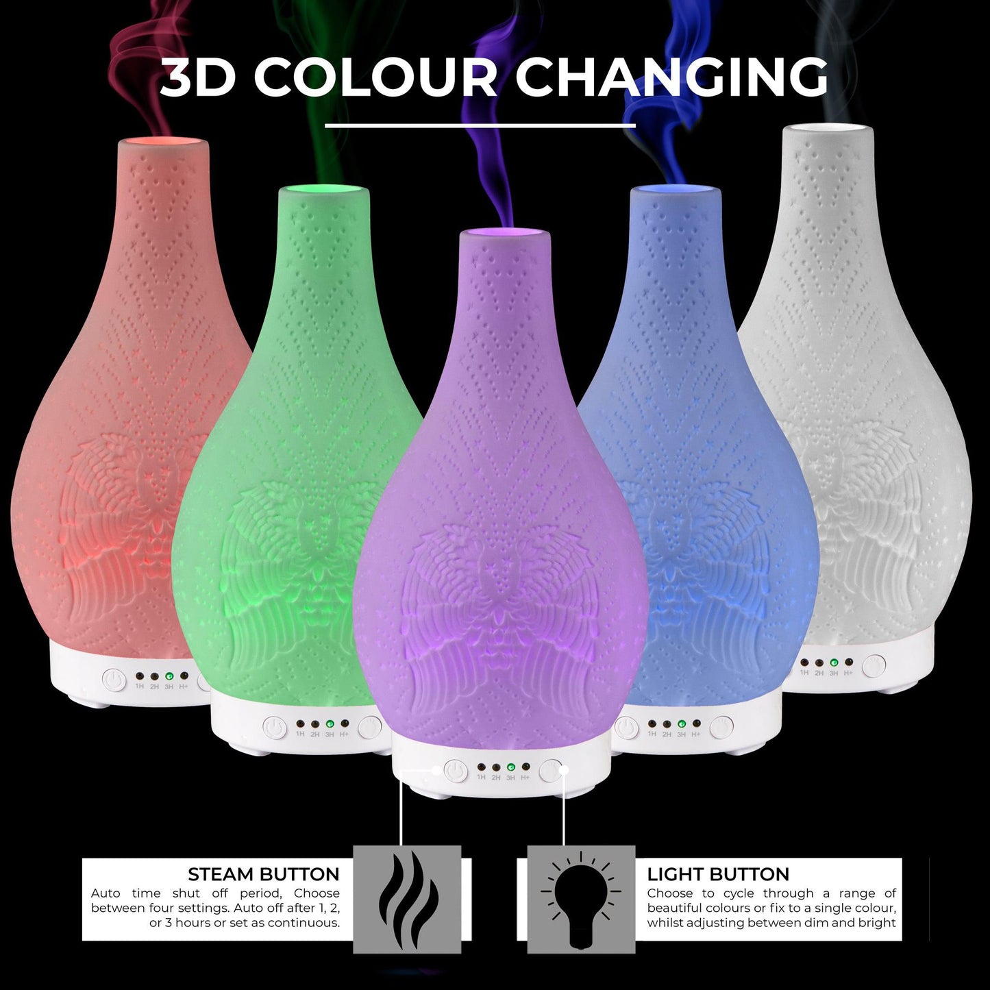 Desire White Angel Wings Colour Changing Aroma Humidifier-5010792475257-Bargainia.com