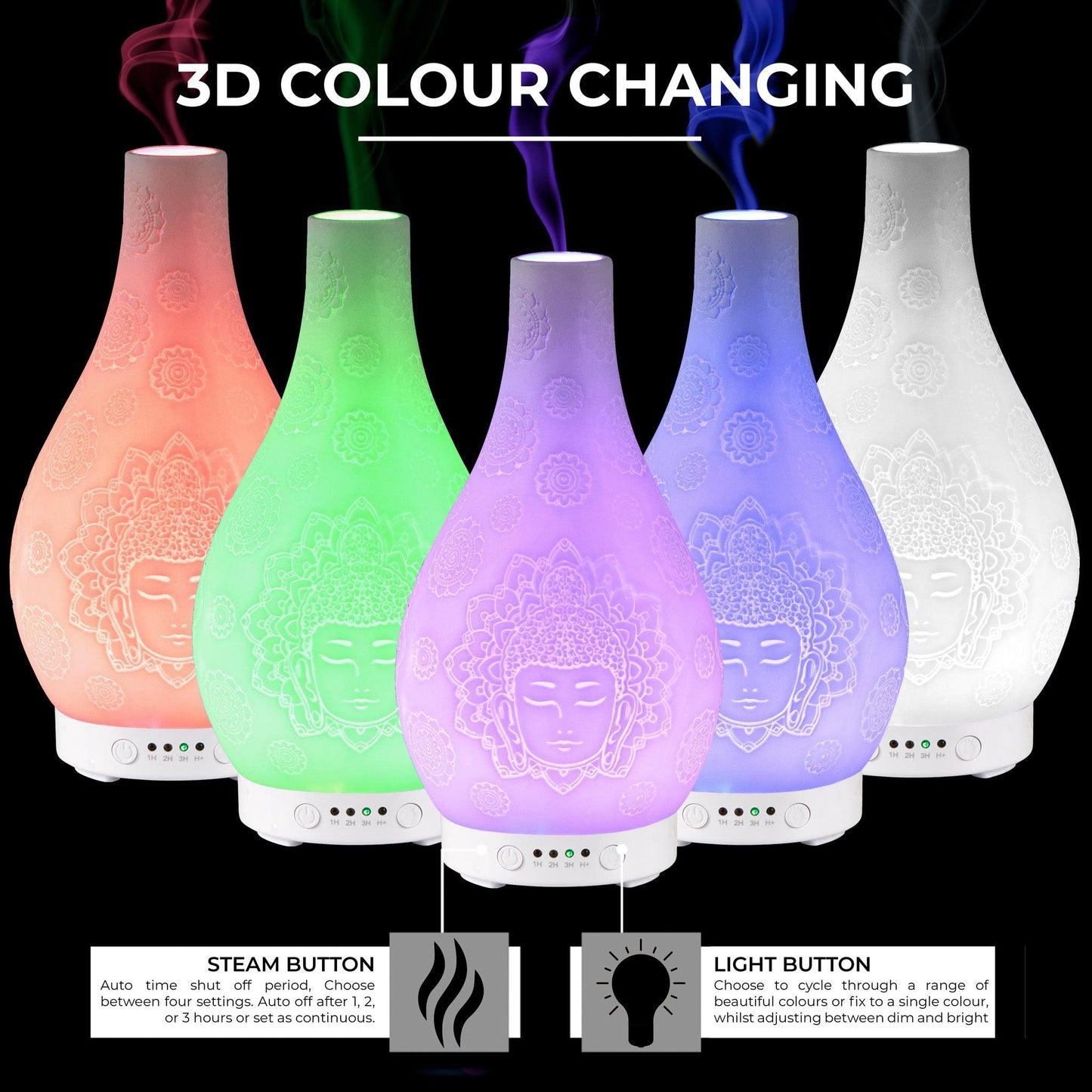 Desire White Buddha Colour Changing Aroma Humidifier-5010792475318-Bargainia.com