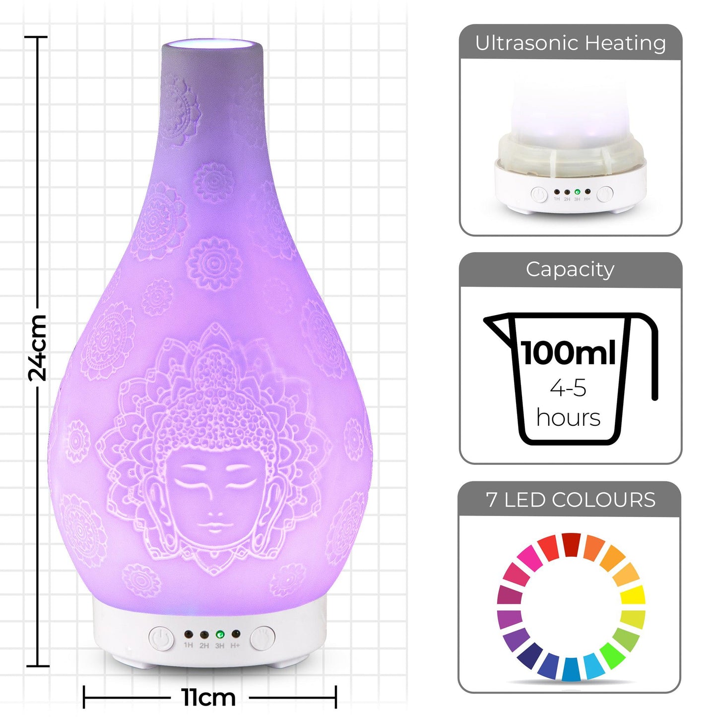Desire White Buddha Colour Changing Aroma Humidifier-5010792475318-Bargainia.com