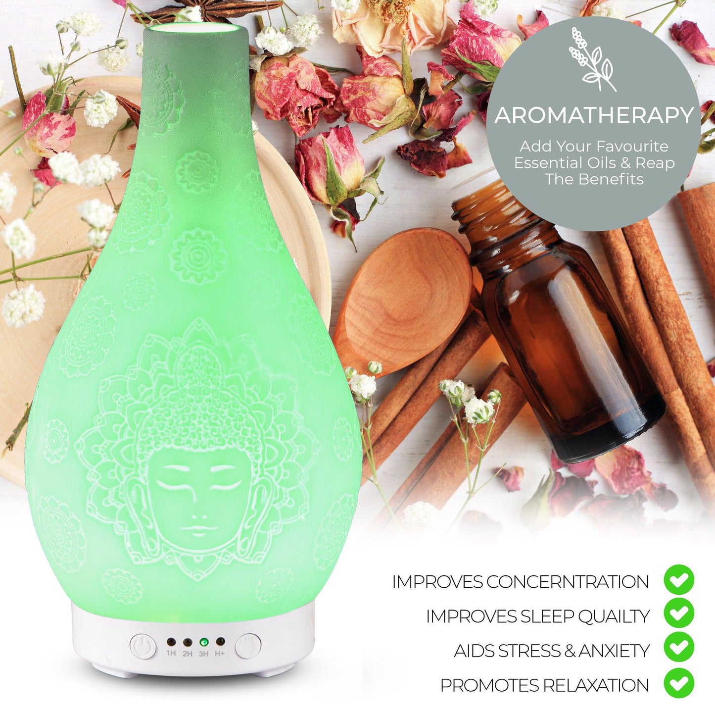 Desire White Buddha Colour Changing Aroma Humidifier-5010792475318-Bargainia.com
