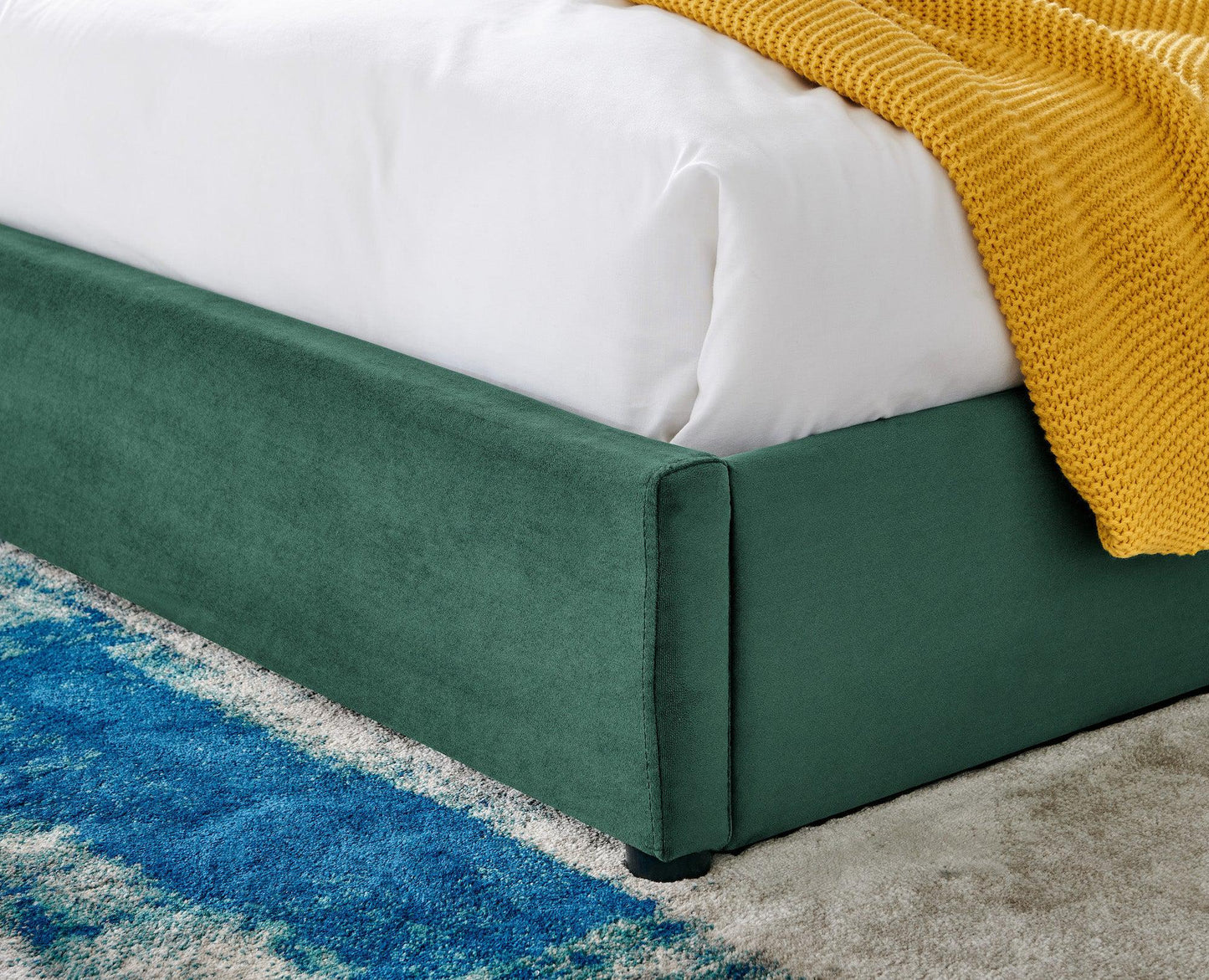 Jade Green Velvet Plush Ottoman Storage Bed Frame - Double or Super King-Bargainia.com