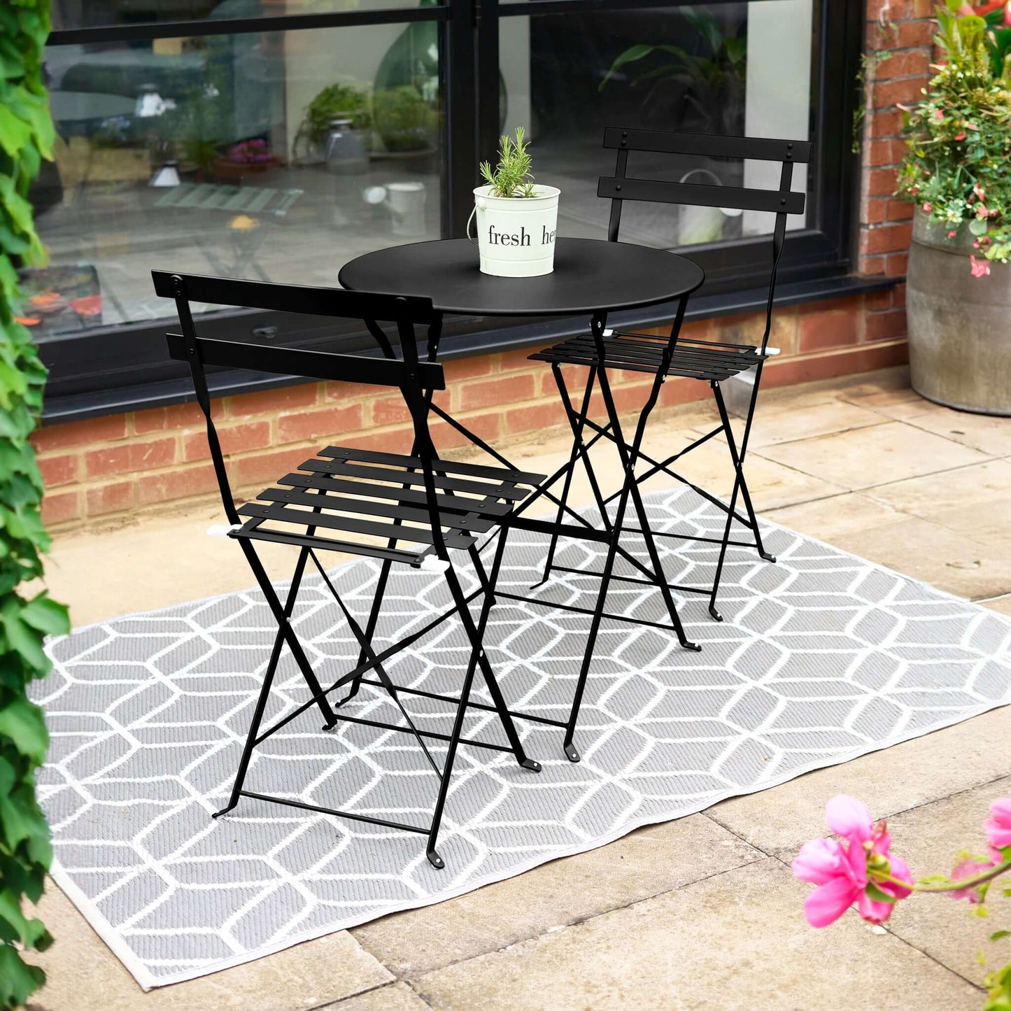 Manarola 3 Piece Garden Foldable Metal Bistro Set