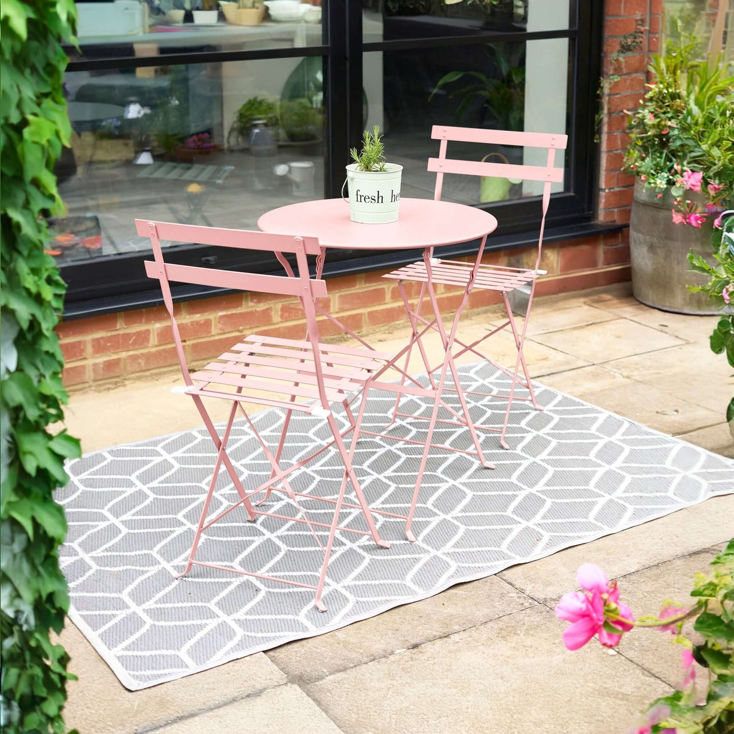 Manarola 3 Piece Garden Foldable Metal Bistro Set