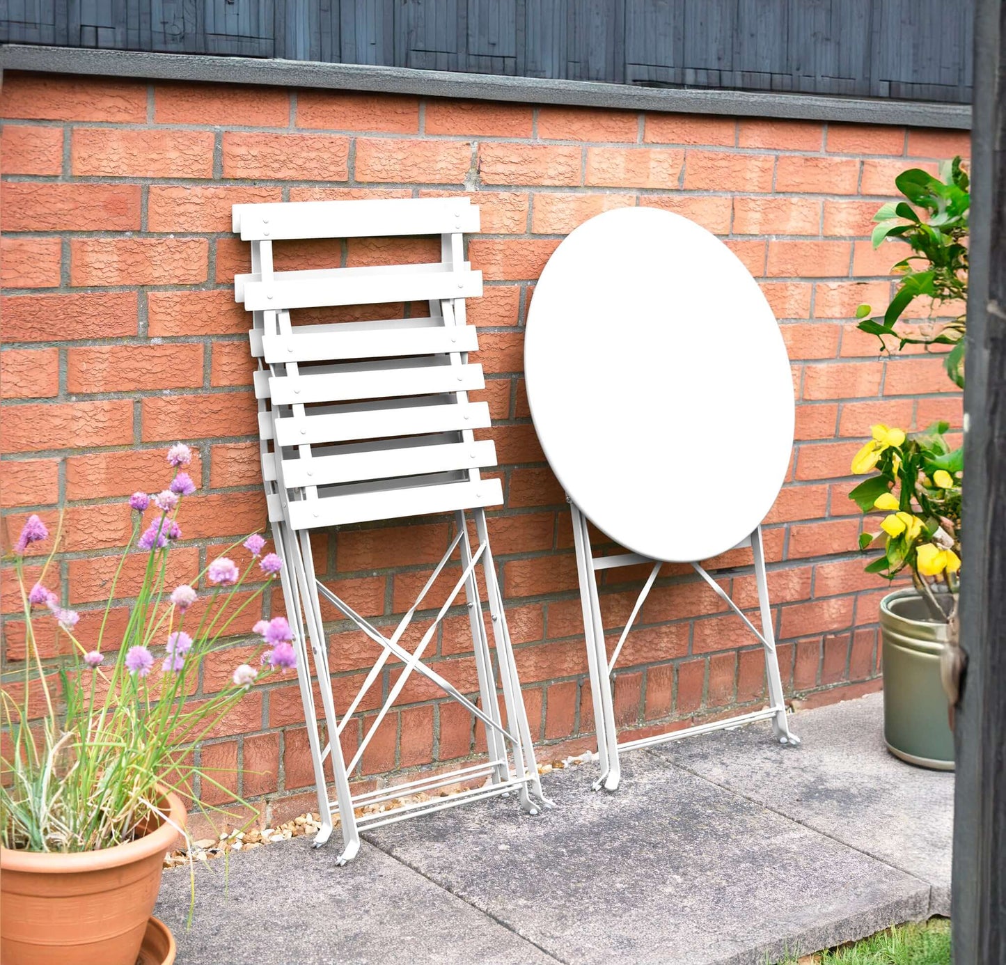 Manarola 3 Piece Garden Foldable Metal Bistro Set
